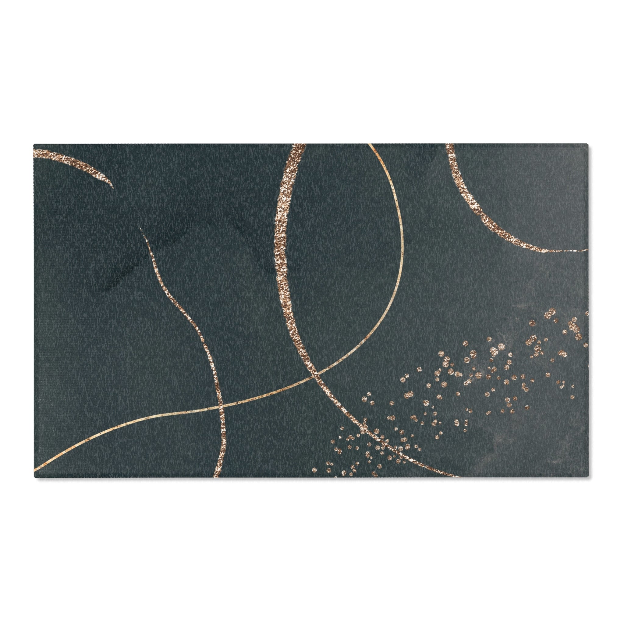 Abstract Boho Area Rug | Dark Grey, Muted Gold Beige Watercolor