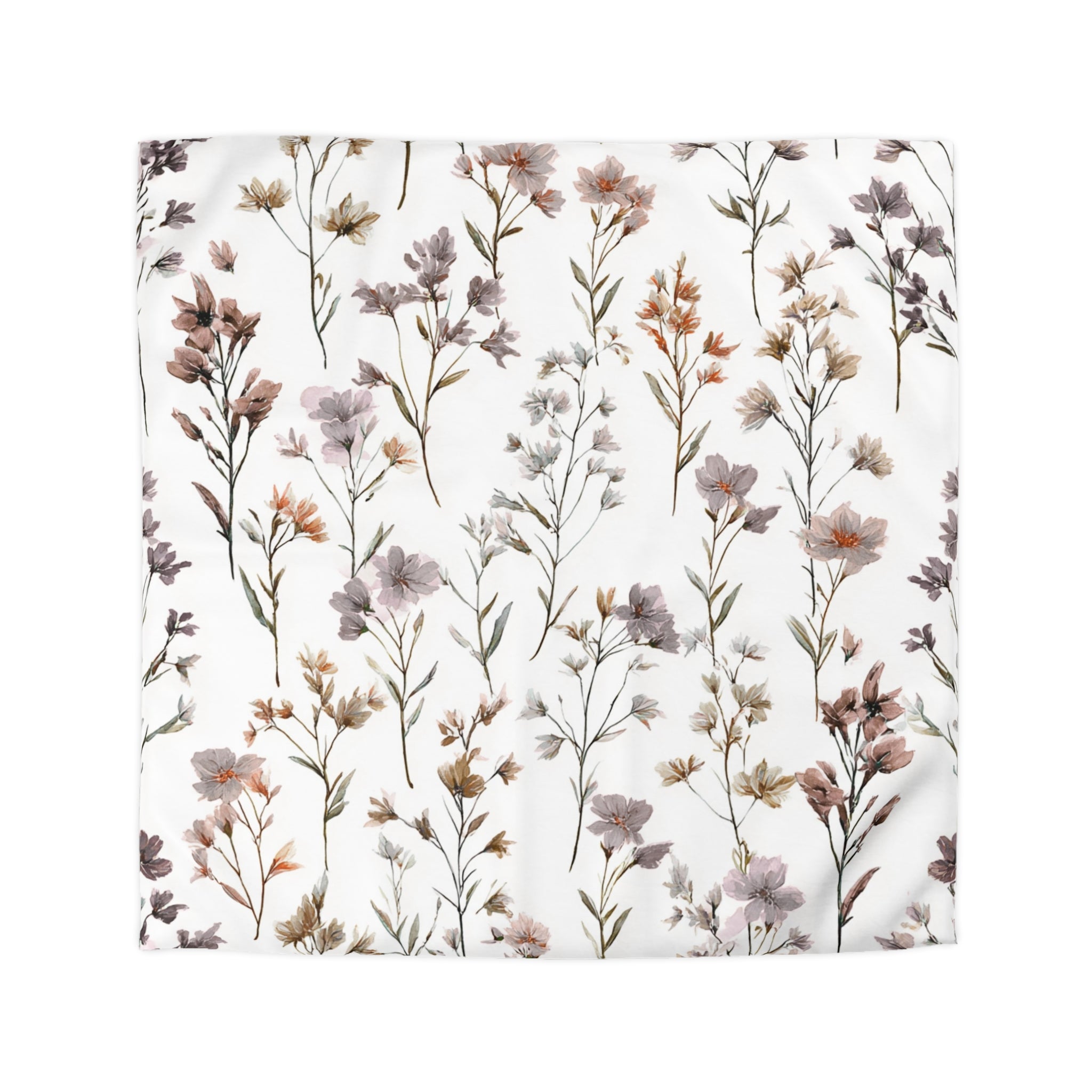 Floral Modern Duvet, Pillow Cover | White Beige Bedroom Decor