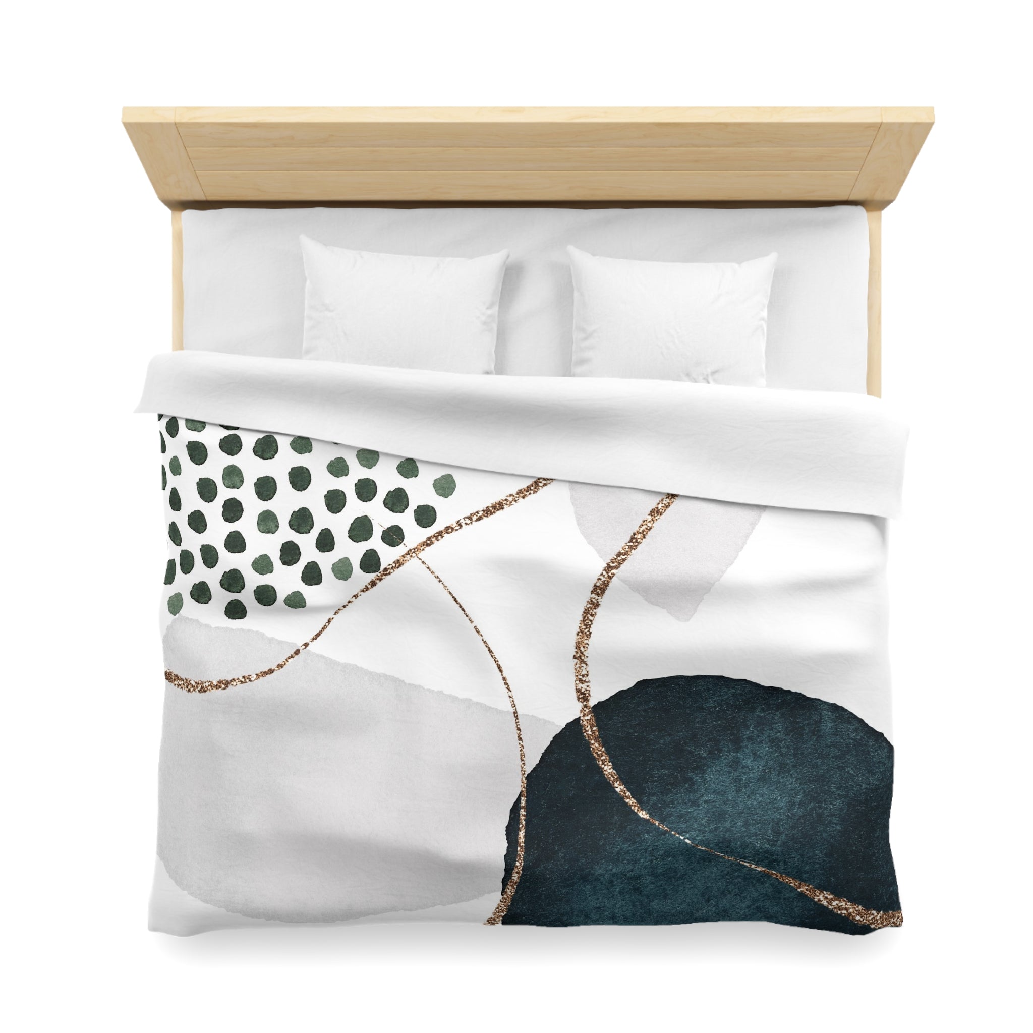 Abstract Duvet Cover | Navy Blue, Green, Pale Grey White