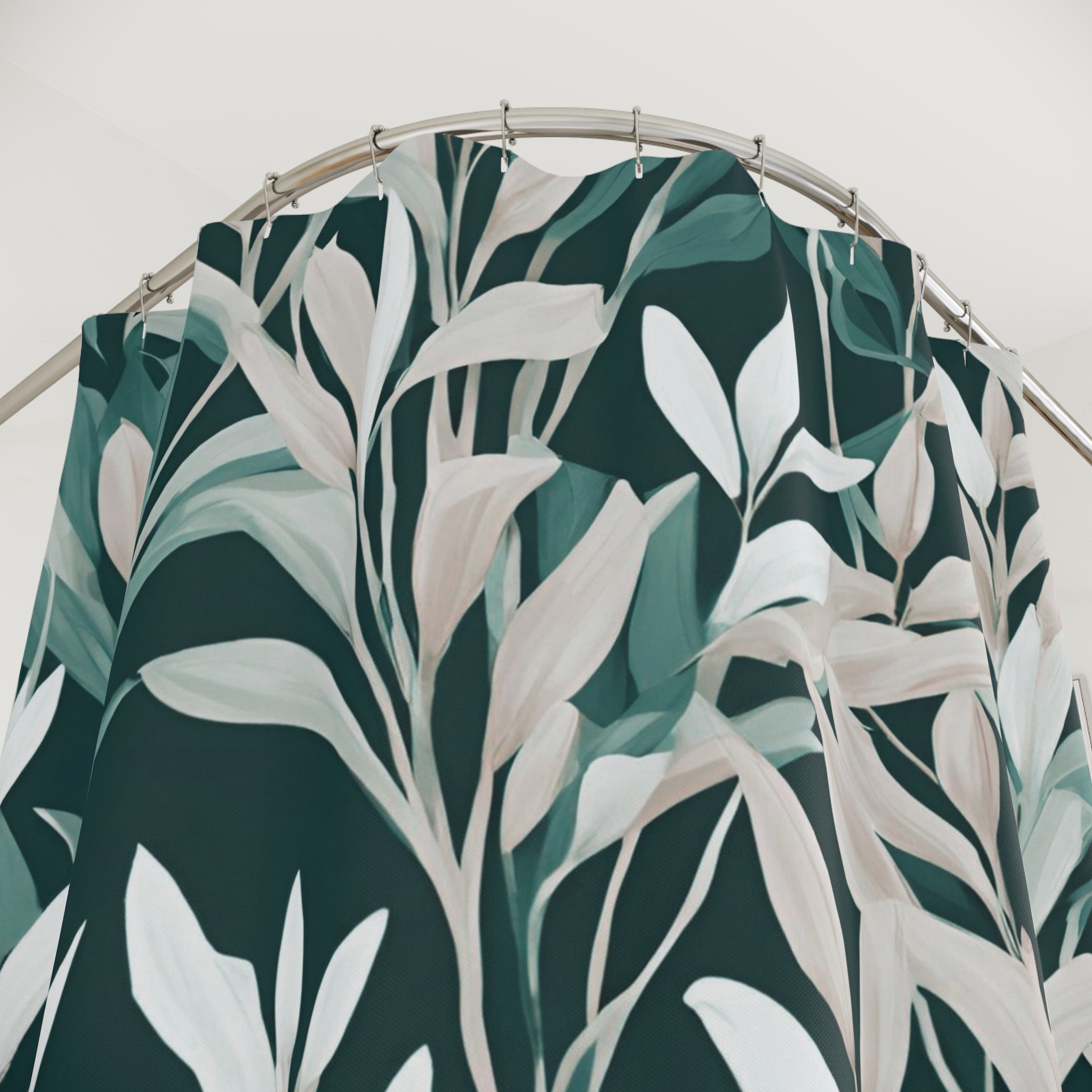 Boho Shower Curtain | Green White Beige