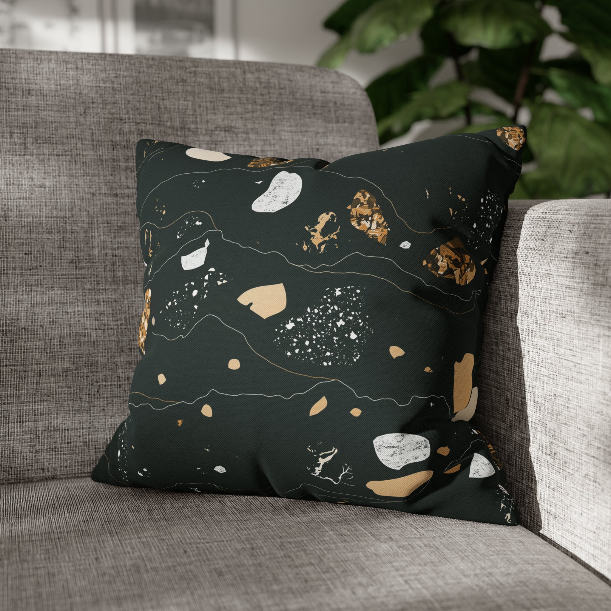 Abstract Pillow Cover | Black Beige