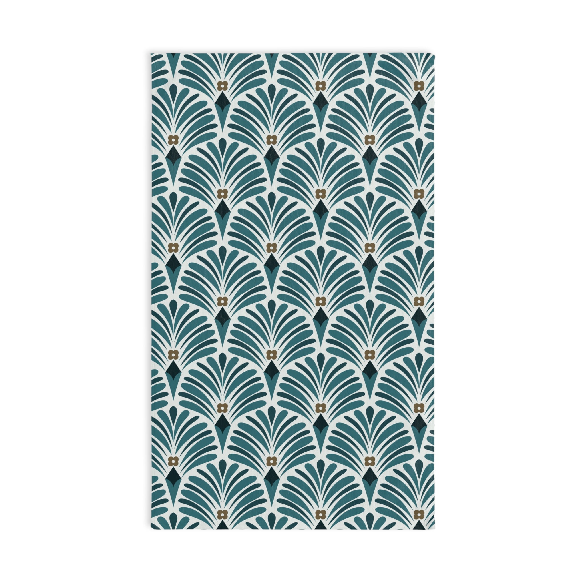 Boho Kitchen, Bath Hand Towel | Art Deco Nouveau Teal Green