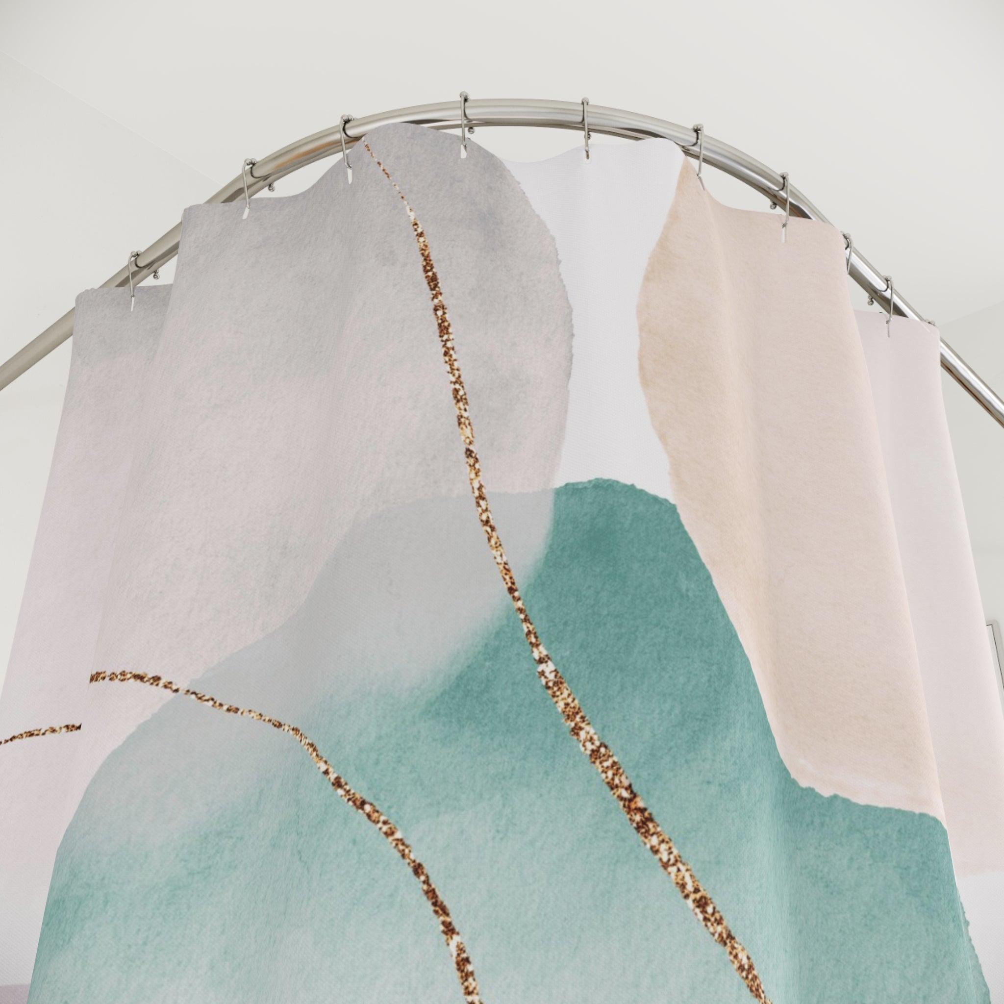 Boho Shower Curtain | Pastel Pink, Teal Green