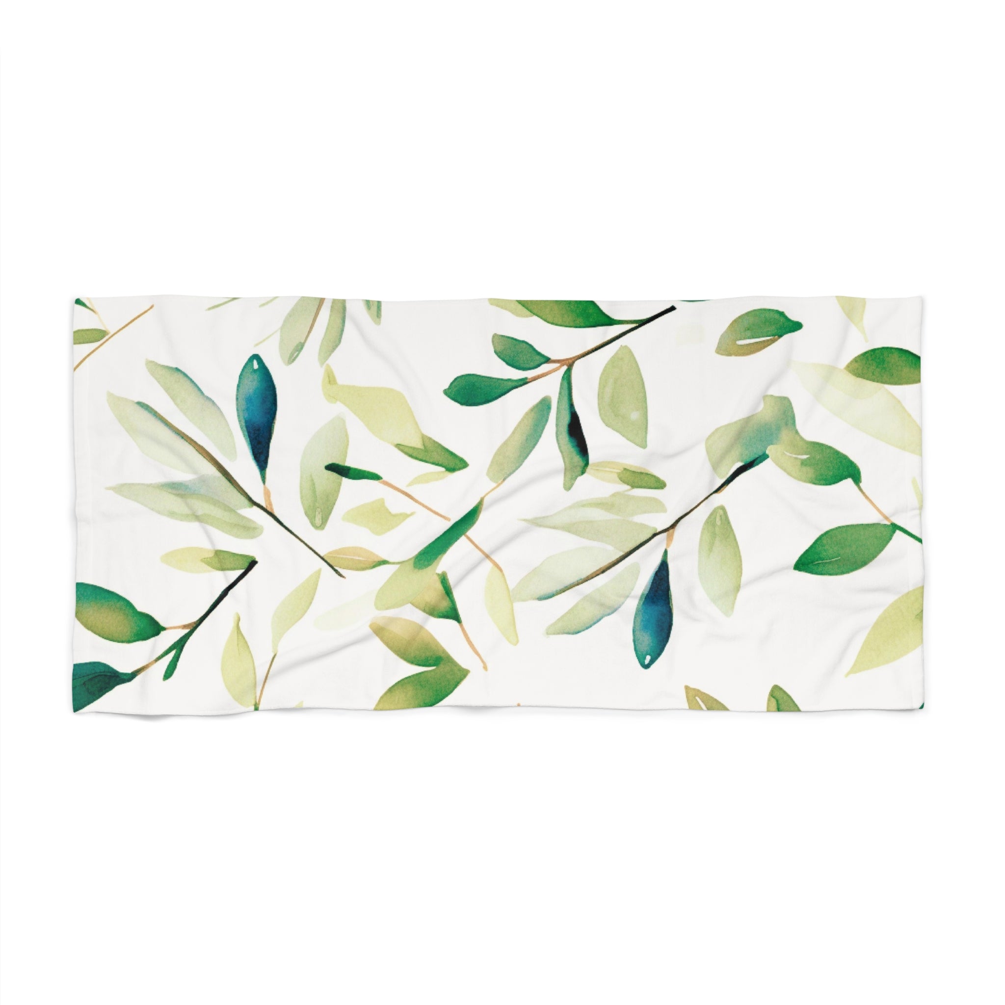 Boho Bath, Beach Towel | Floral, Sage Green, White Eucalyptus