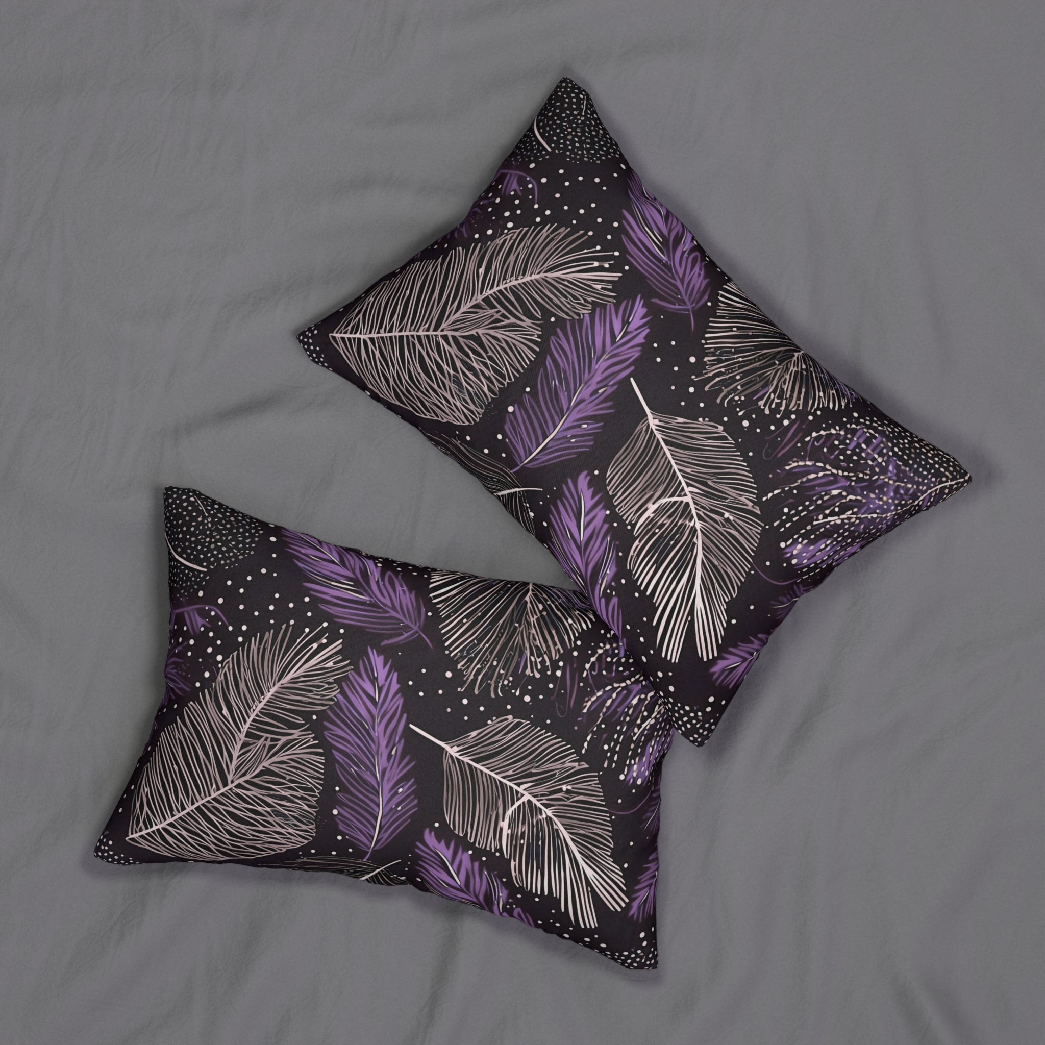 Abstract Leaves Lumbar Pillow | Floral Purple Beige