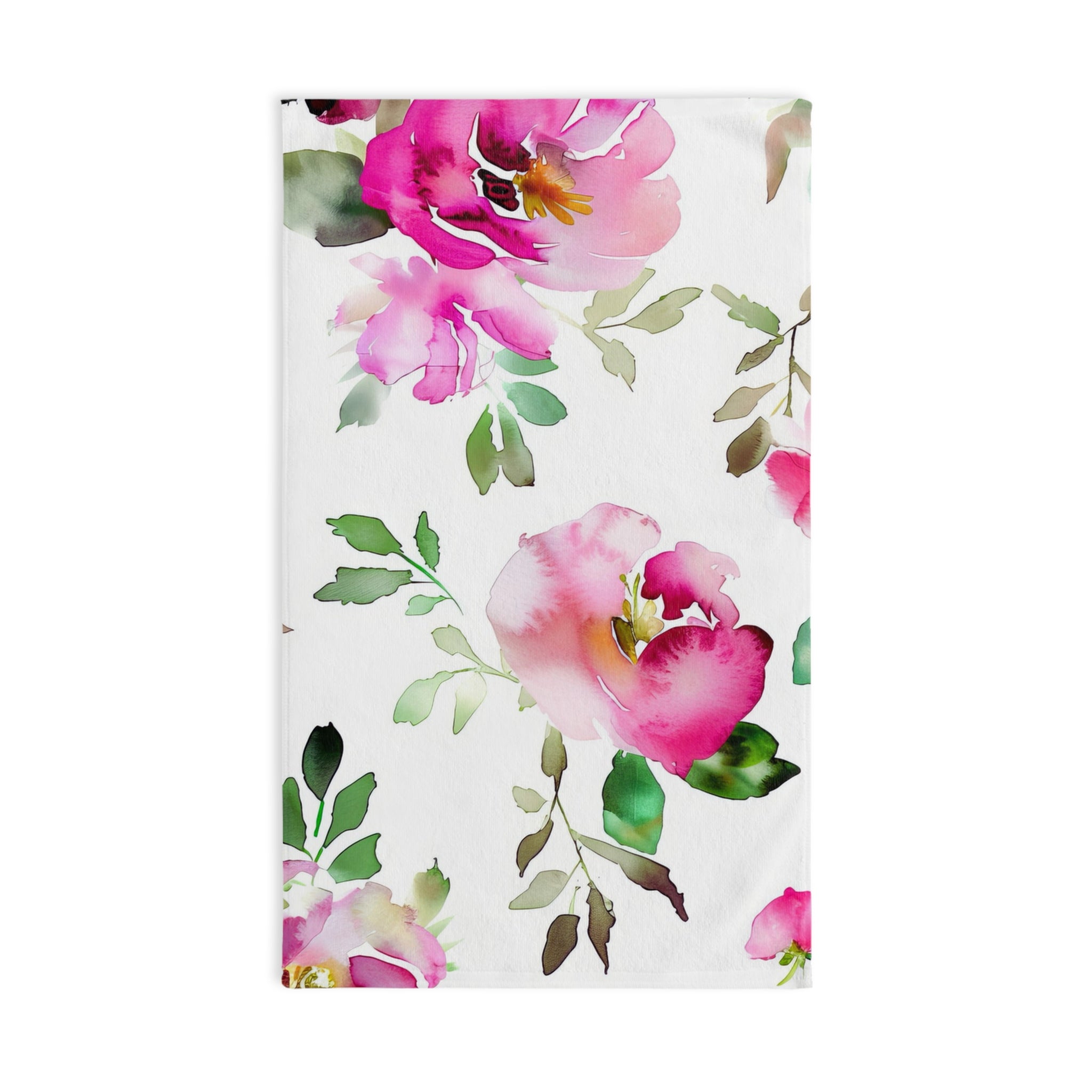 Kitchen, Bath Hand Towel | Floral Pink, White Green Towel