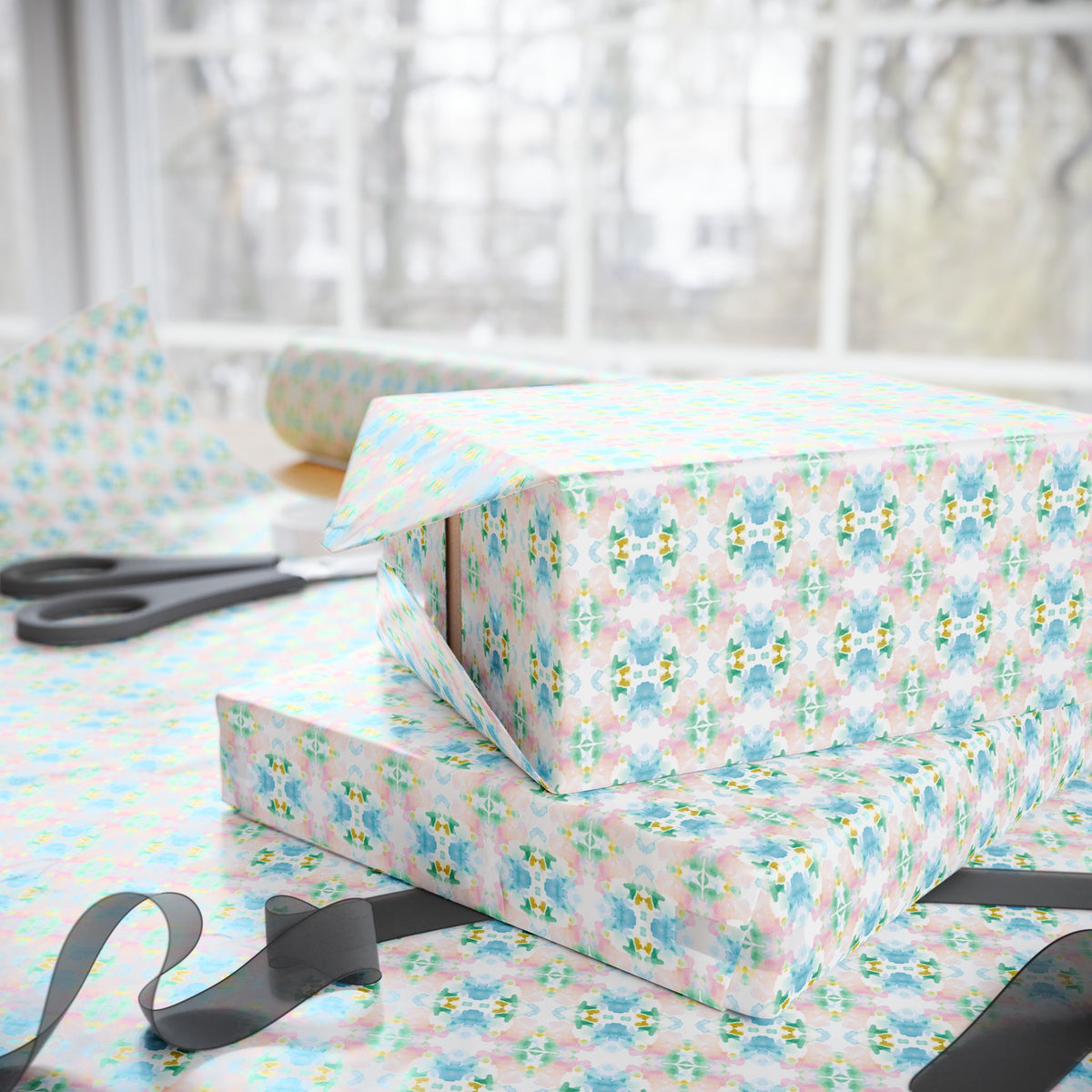 Pastel Pink Blue Mint Watercolor Wrapping Paper, Gift Wrap