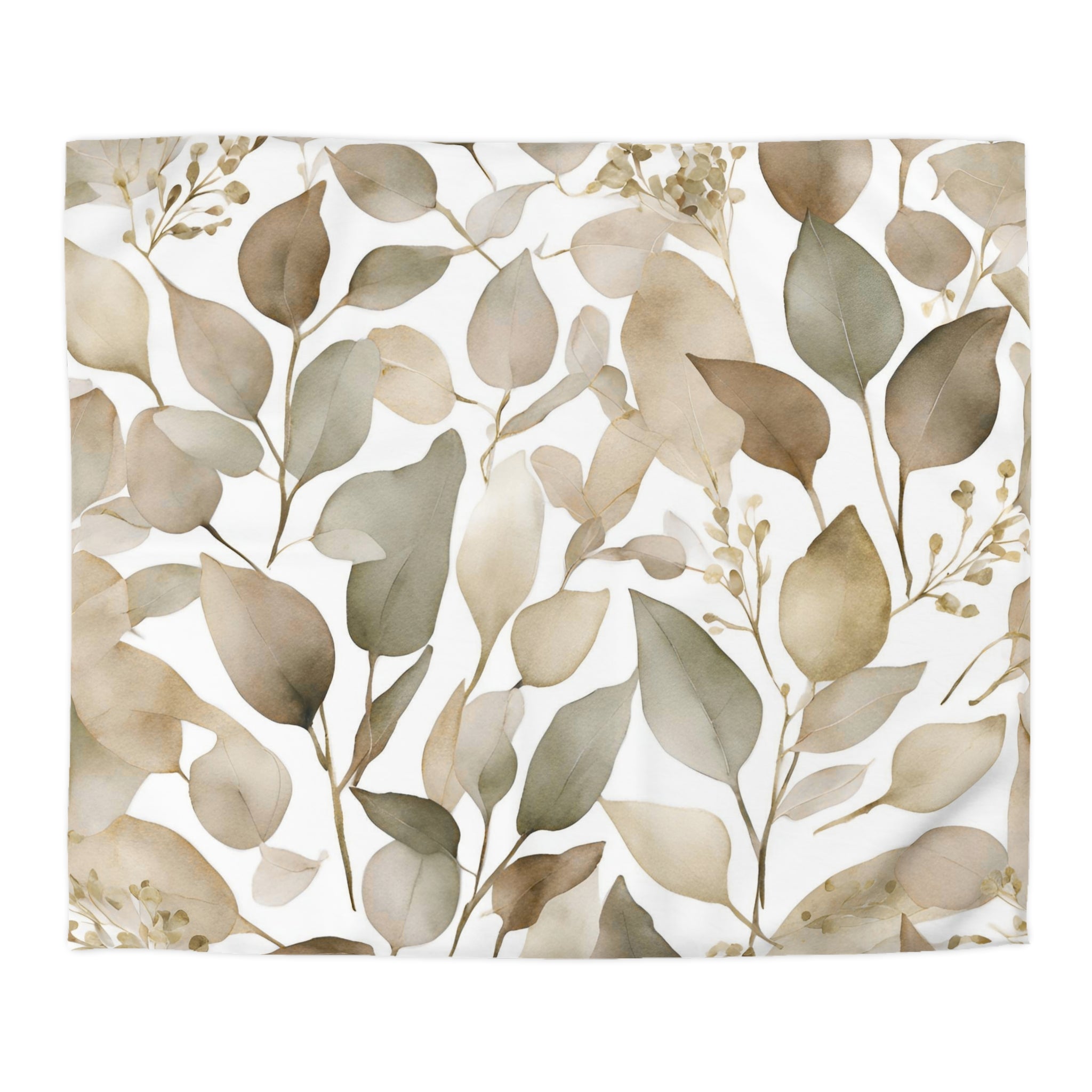 Floral Duvet, Pillow Cover | White Beige Earthy Nature Bedroom Decor