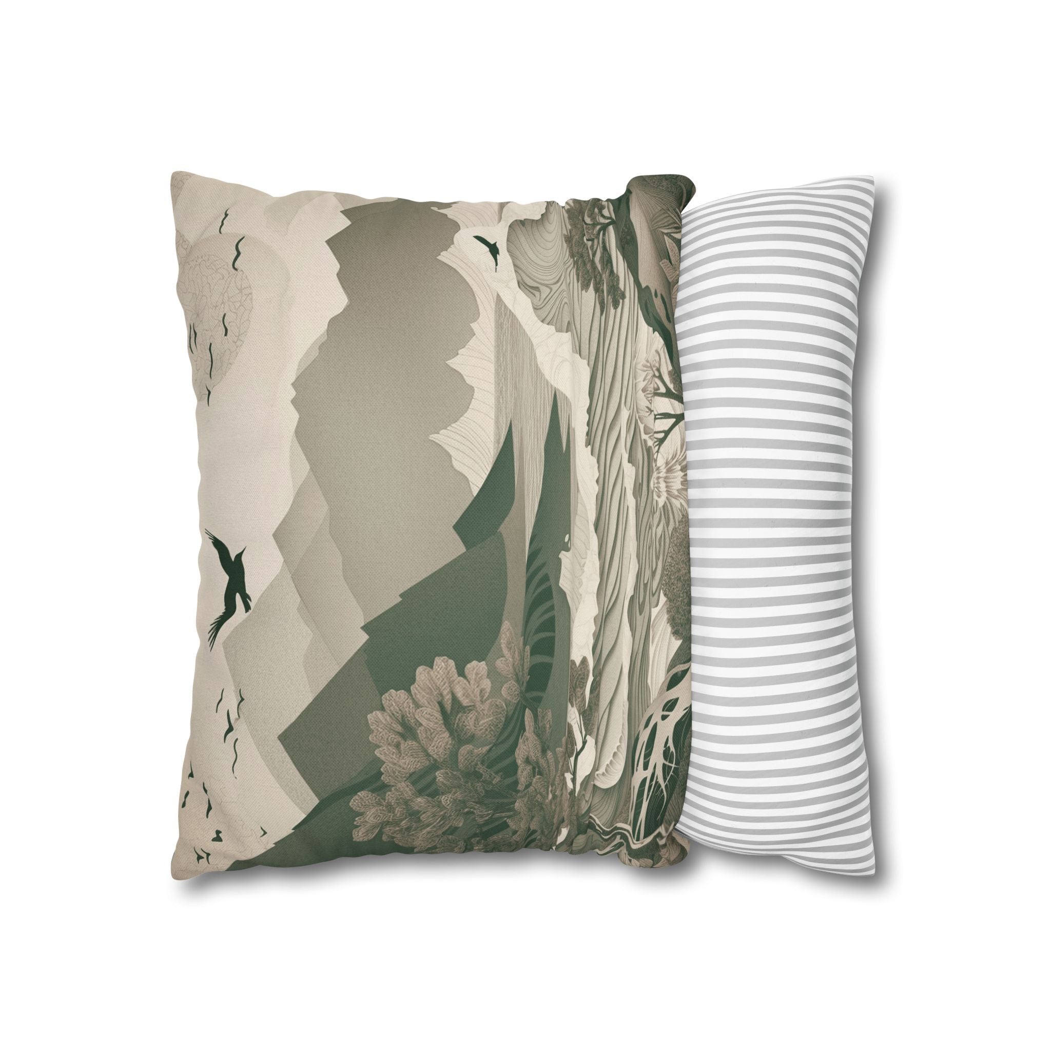 Landscape Throw Pillow Cover, Nature Modern Organic Decor Cushion
