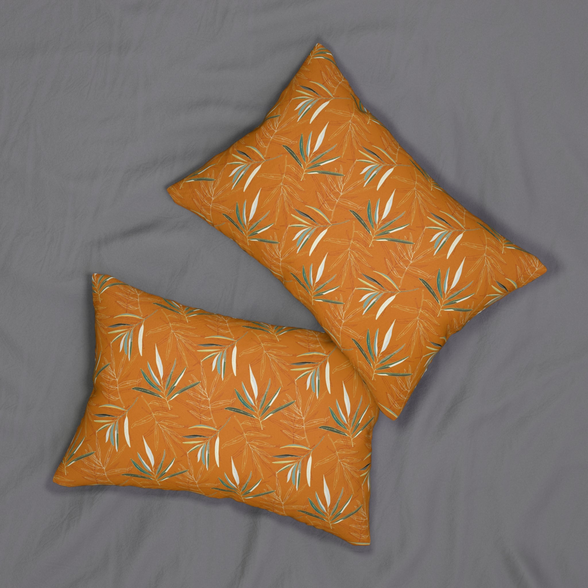 Floral Lumbar Pillow | Burnt Orange, Sage Green Botanical