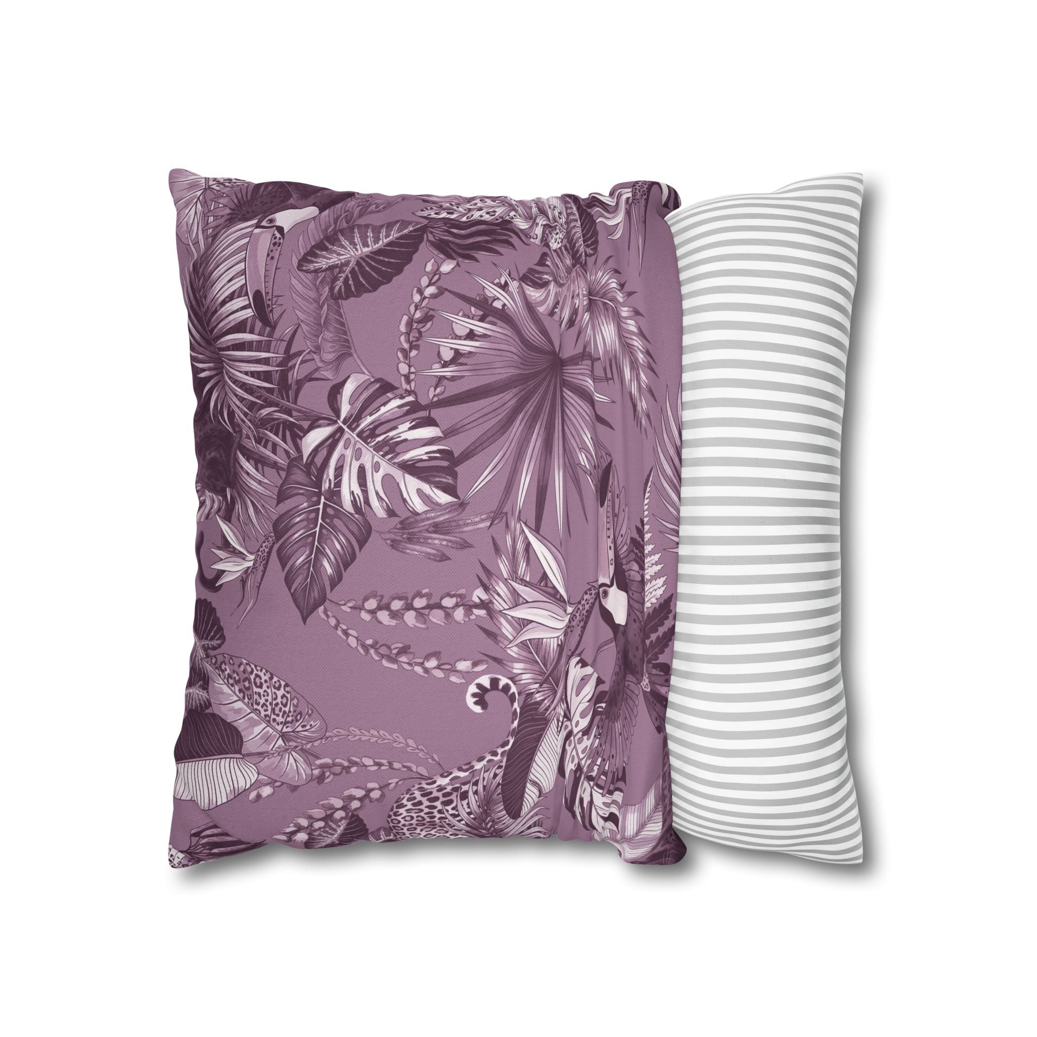 Jungel Throw Pillow Cover, Plum Coastal Nature Decor Cushion