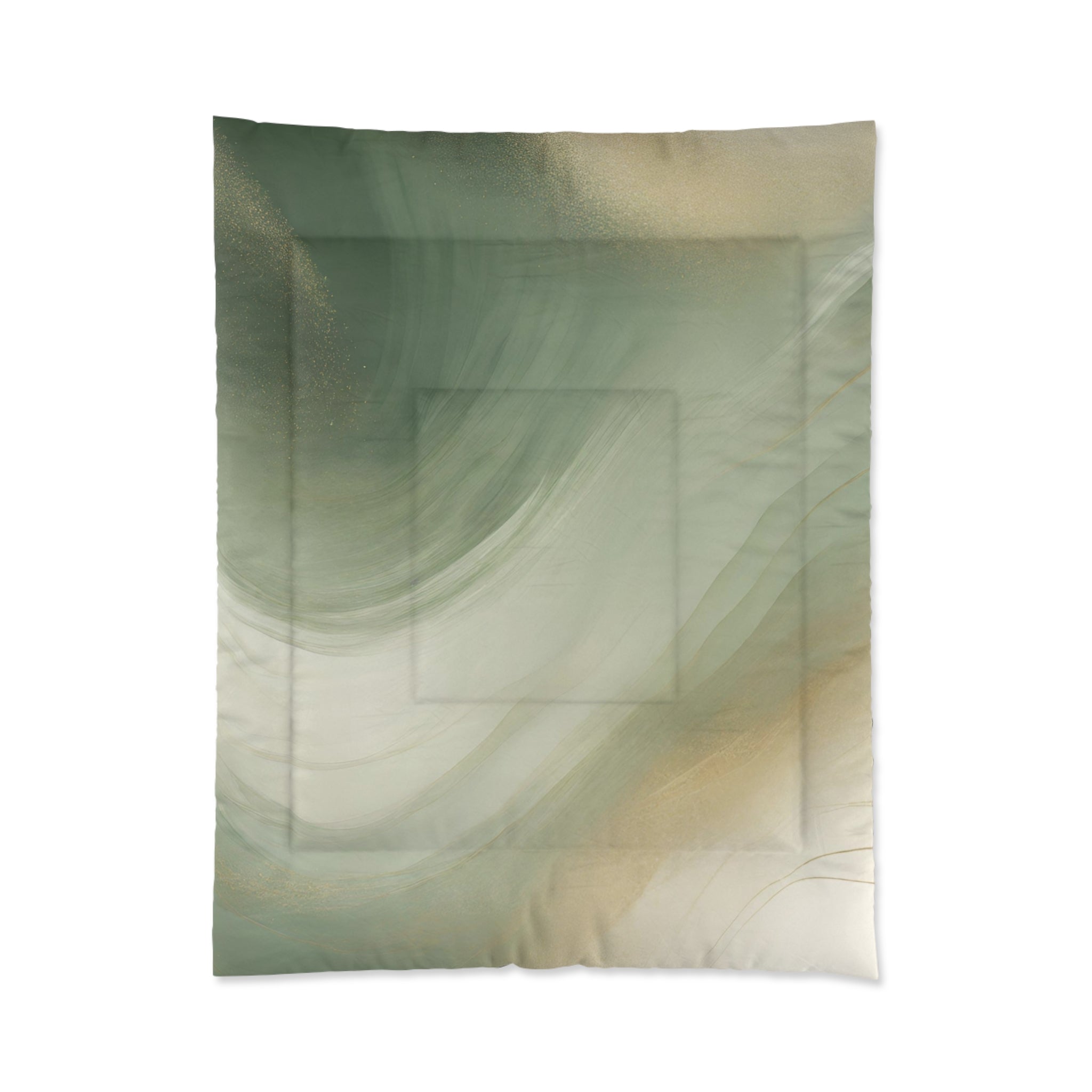 Abstract Bedding Comforter | Sage Green, Beige Ombre