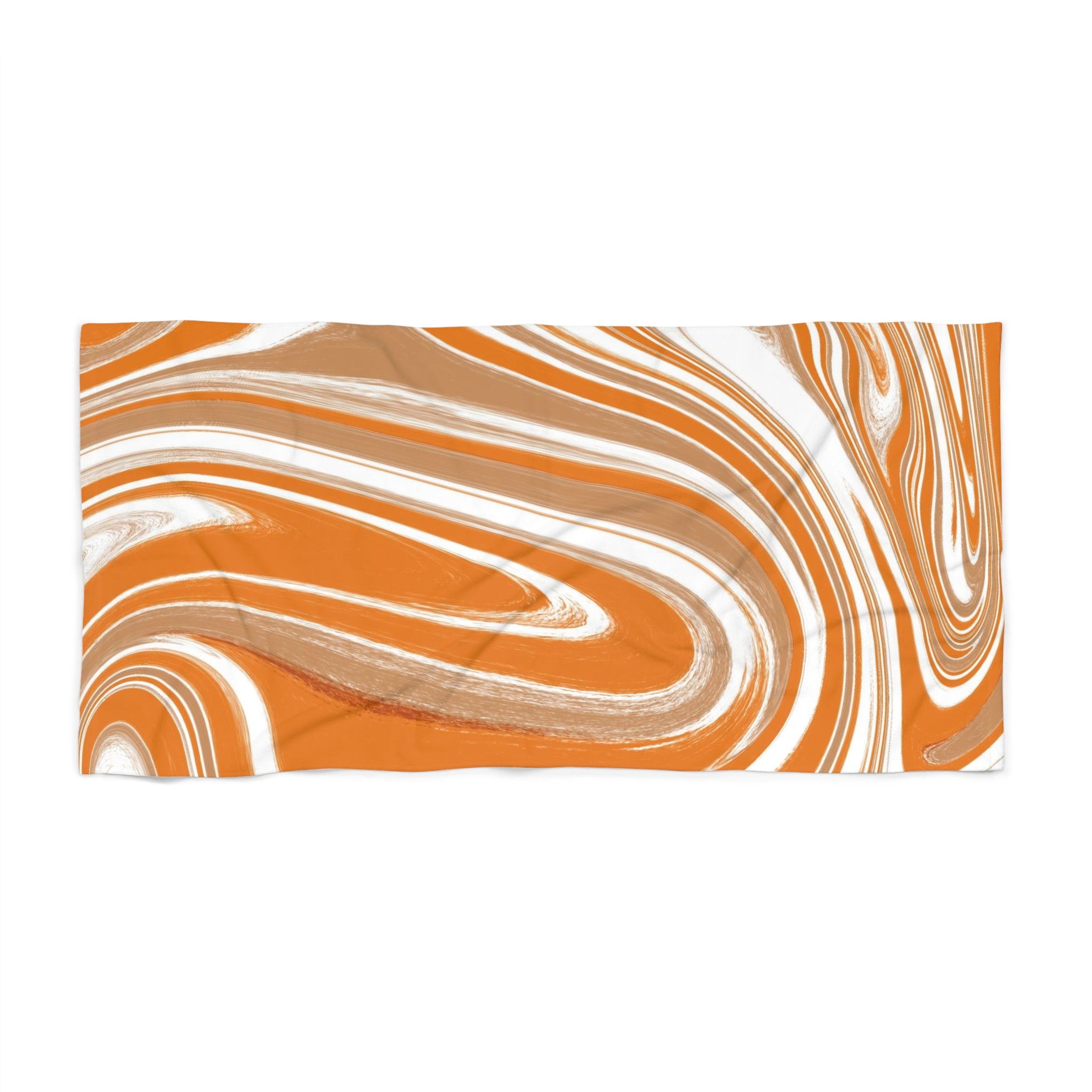 Retro Bath, Beach Towel | Orange Beige White Retro