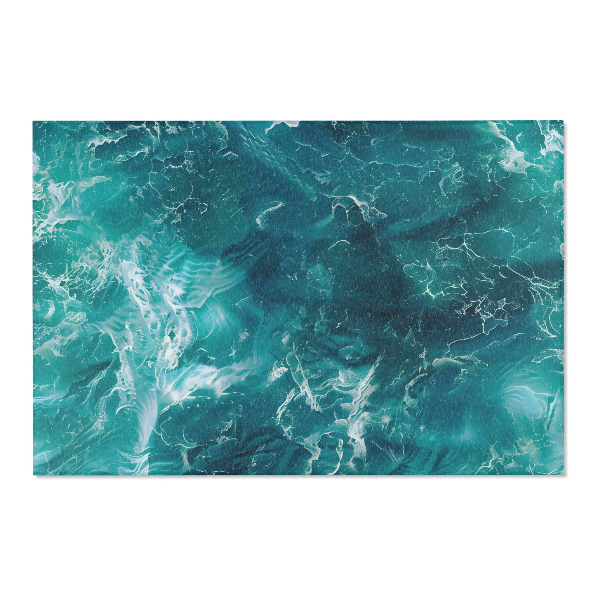 Abstract Area Rug | Teal Green Ocean Watercolor