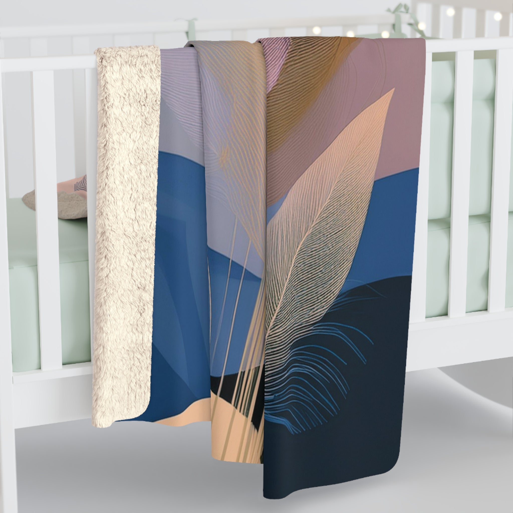 Abstract Throw Blanket | Beige Blue Pink Watercolor