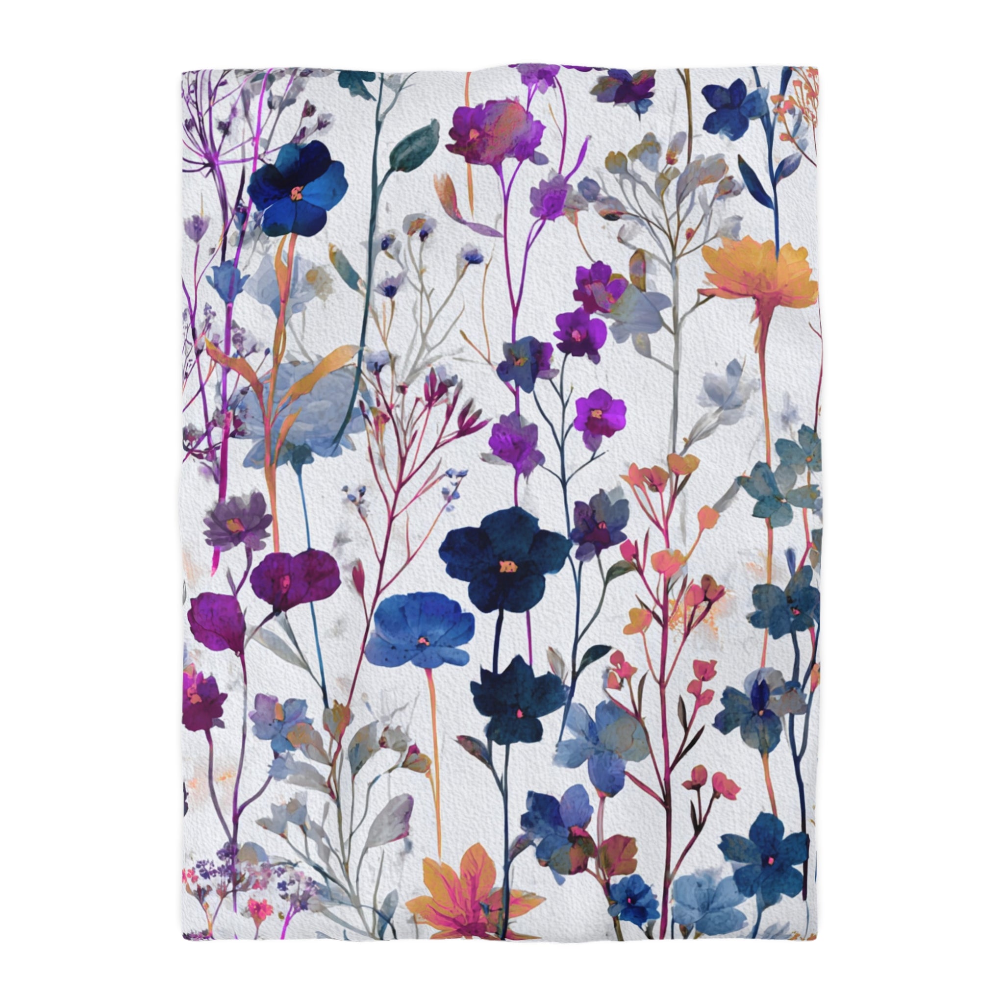 Floral Modern Duvet, Pillow Cover | Blue Orange Bedroom Decor