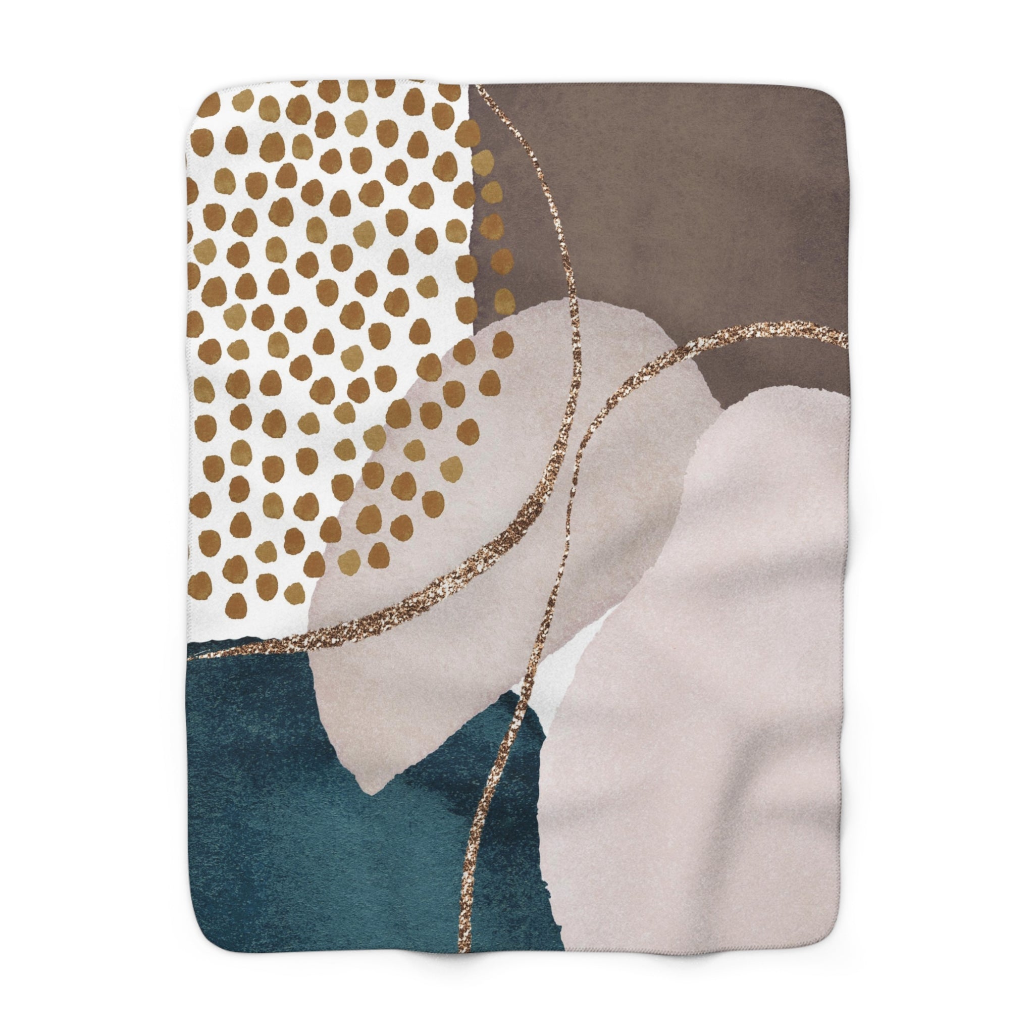 Abstract Boho Couch, Fleece Throw Blanket | Modern Brown Navy, Blush