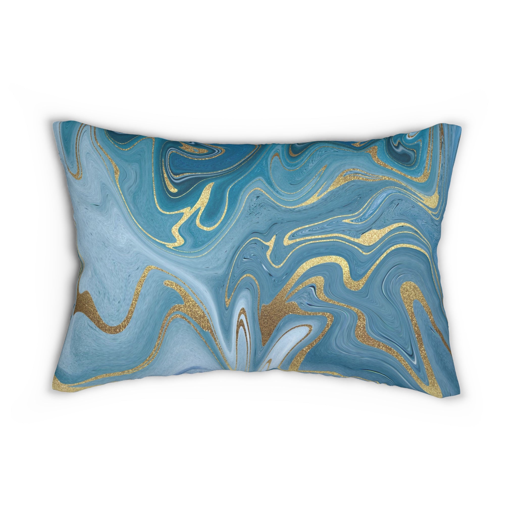 Abstract Lumbar Pillow | Marble, Navy Blue Ombre