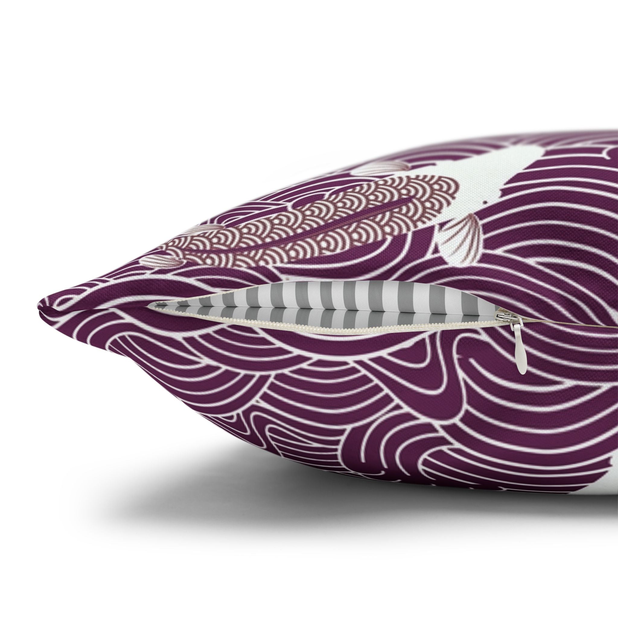 Japanese Koi Pillow Cover | Lilac Purple White Pillowcase