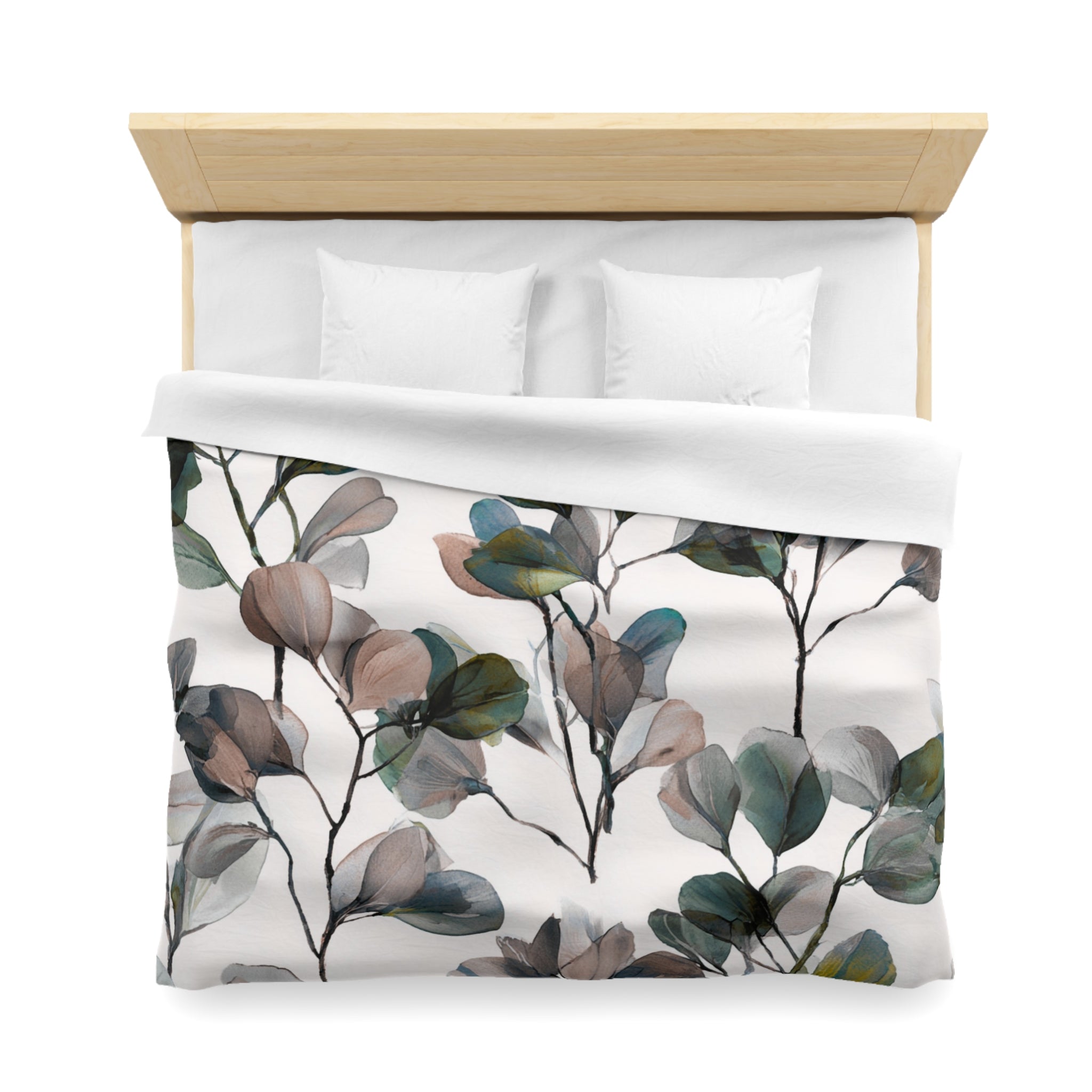 Floral Duvet, Pillow Cover | White Green Bedroom Decor