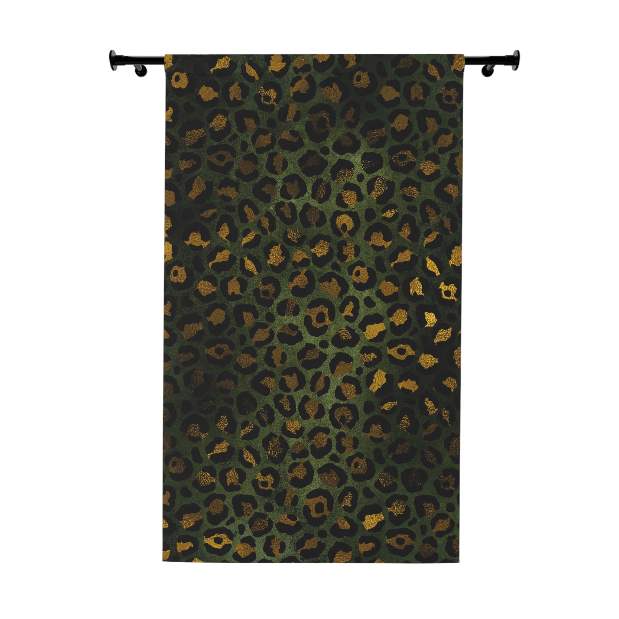 Green Window Curtains | Leopard Skin Print Watercolor, 50 X 84 Inches, Bedroom, Living Room Kitchen Blackout, Sheer
