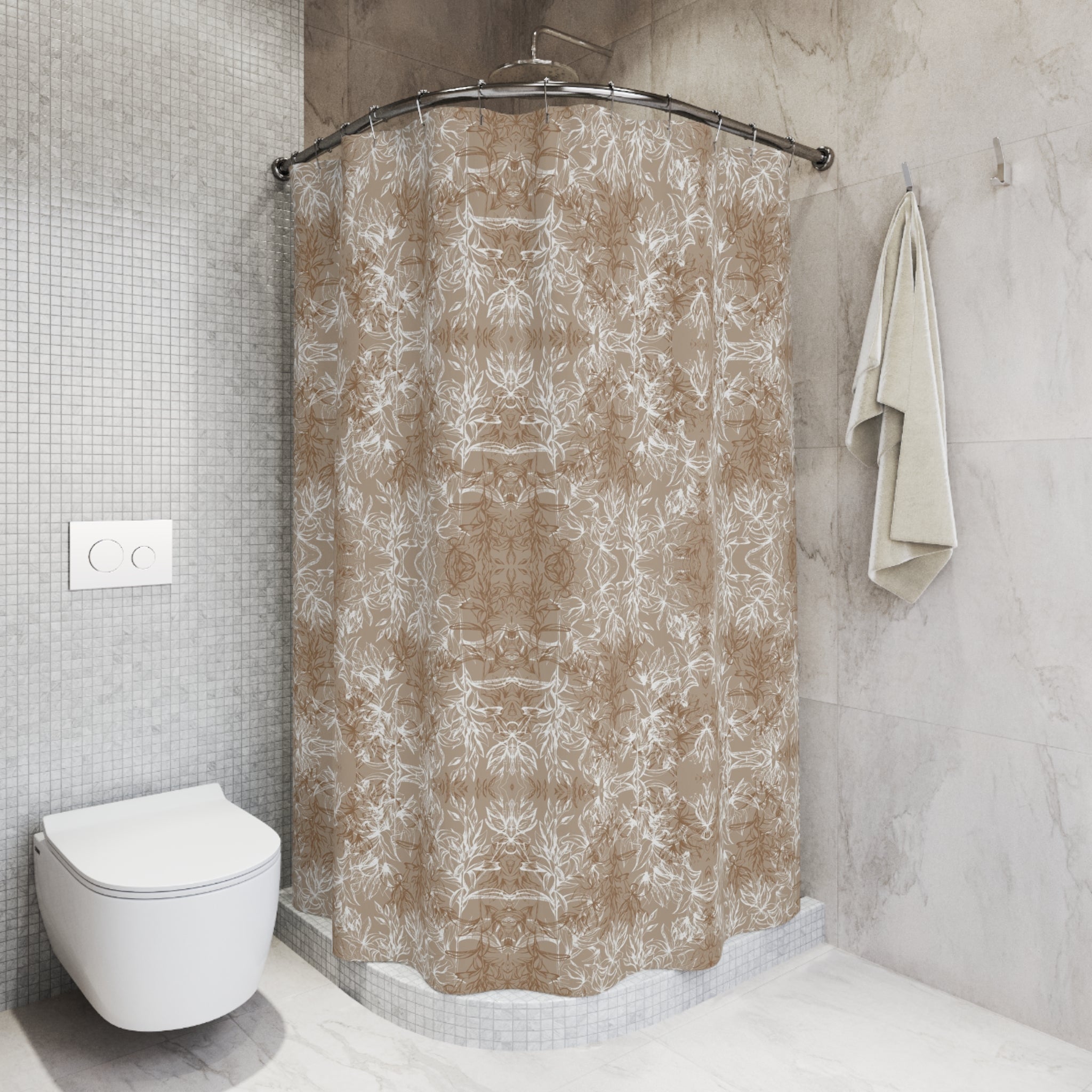 Beige Vintage Shower Curtain | Grandmillenial Pattern