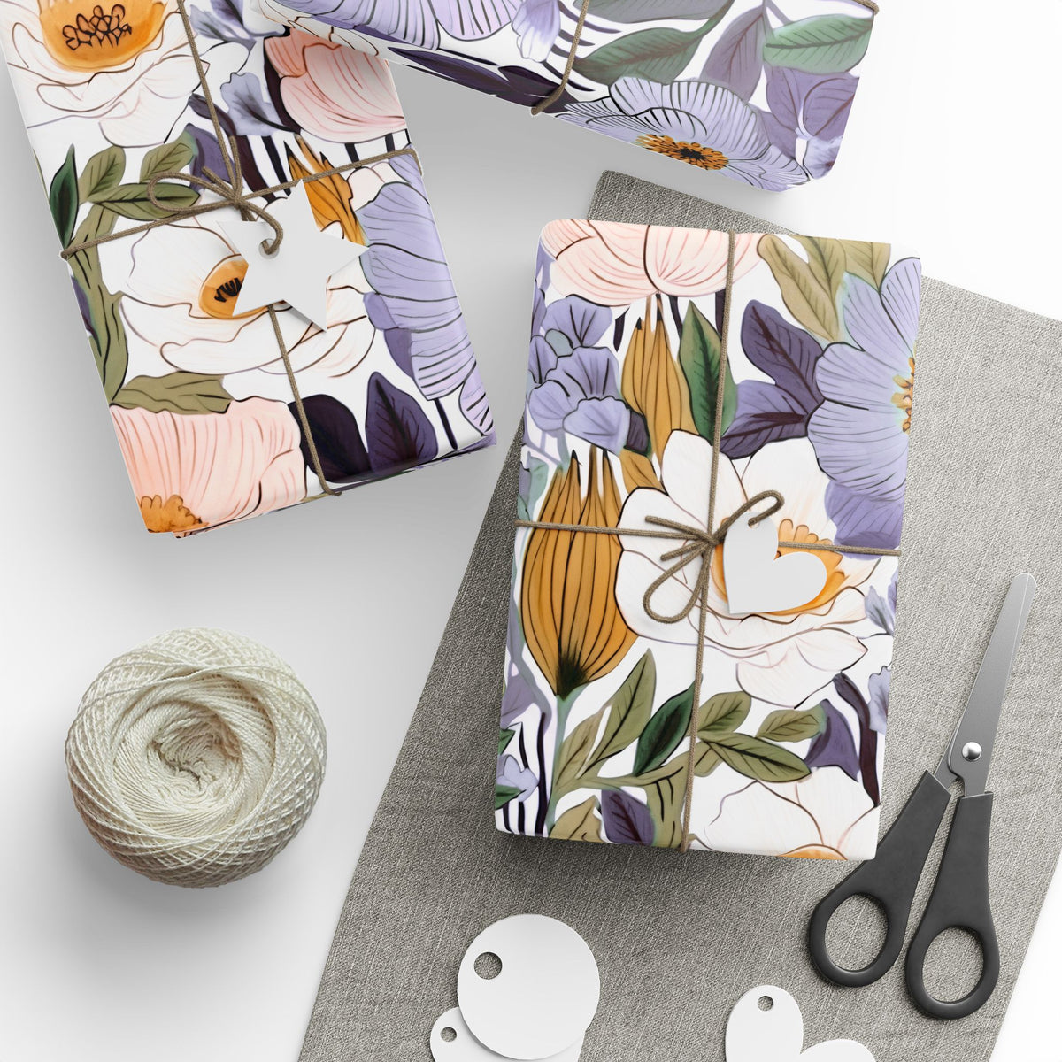 Lilac Peach Garden Blossom Wrapping Paper, Floral Gift Wrap