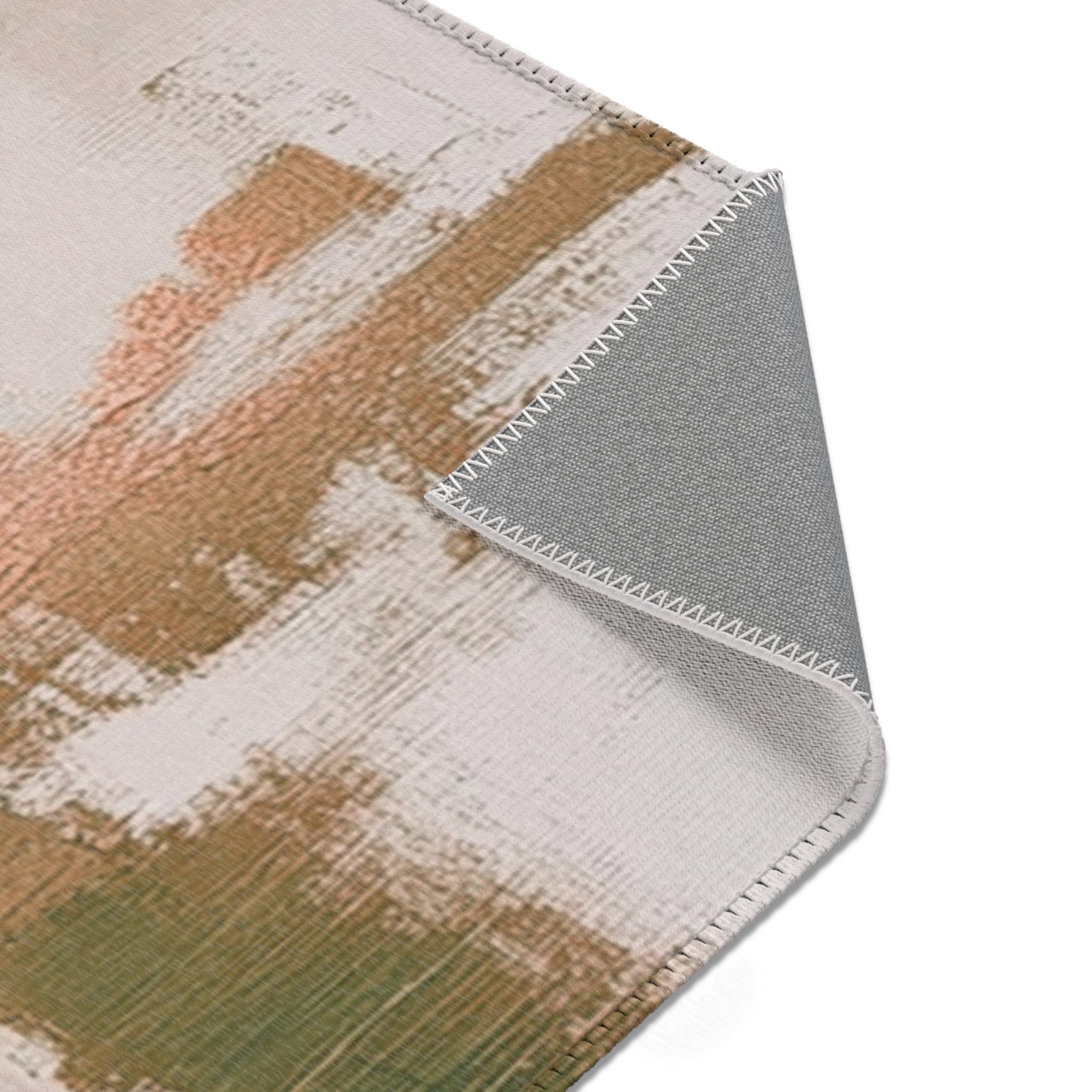 Abstract Area Rug | Rustic Black Muted Gold Beige Watercolor Artsy Rug