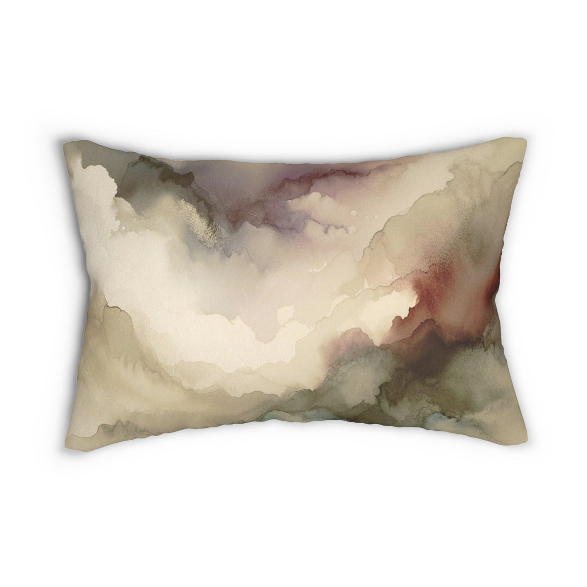 Taupe Mauve and Rust Alcohol Ink Lumbar Pillow