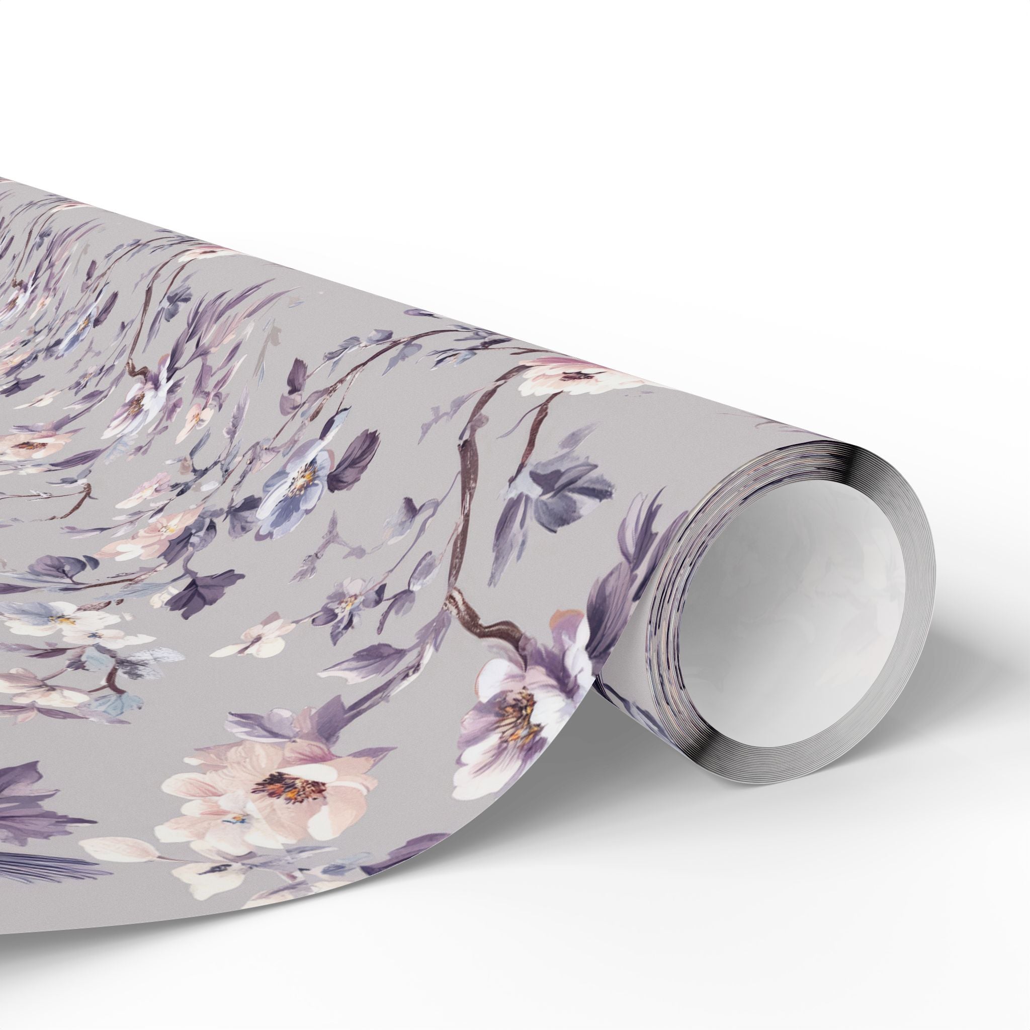Gift Wrapping Paper | Lavender Pink Grey Floral Wrap for the Holidays, Birthdays