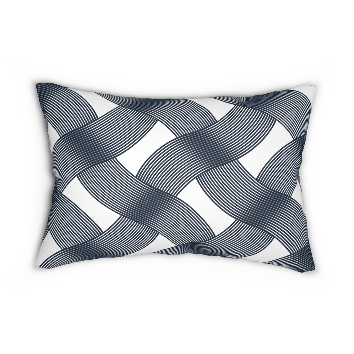 Navy White Deco Basketweave Lumbar Pillow 14x20, Coastal Accent Pillow