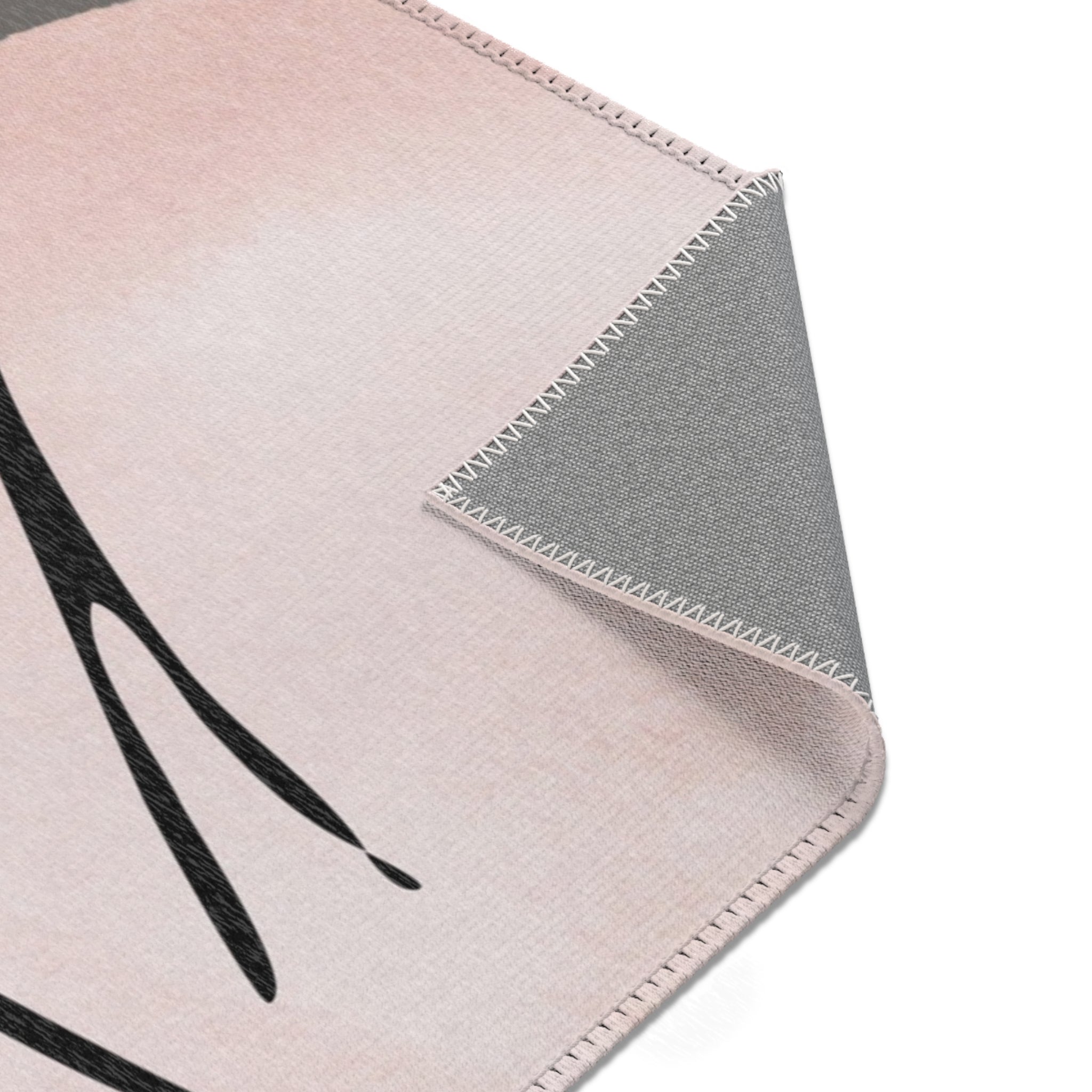 Abstract Area Rug | Blush Pink Grey Watercolor