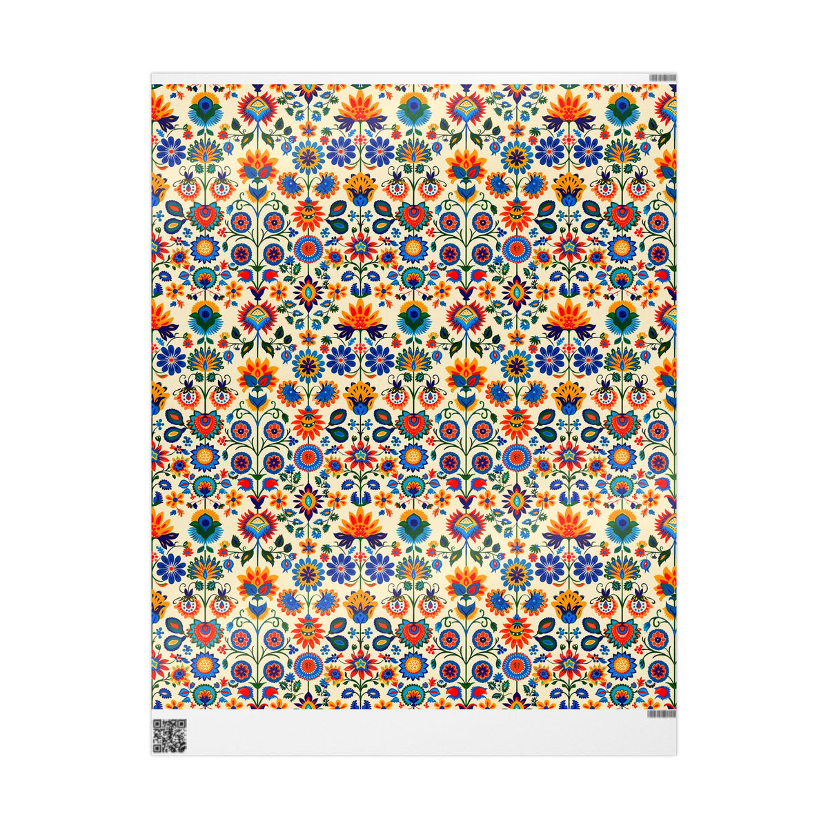 Bright Folk Art Floral Wrapping Paper, Colorful Gift Wrap
