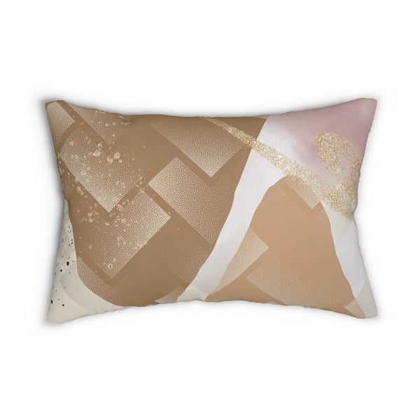Abstract Lumbar Pillow | Beige brown Gold