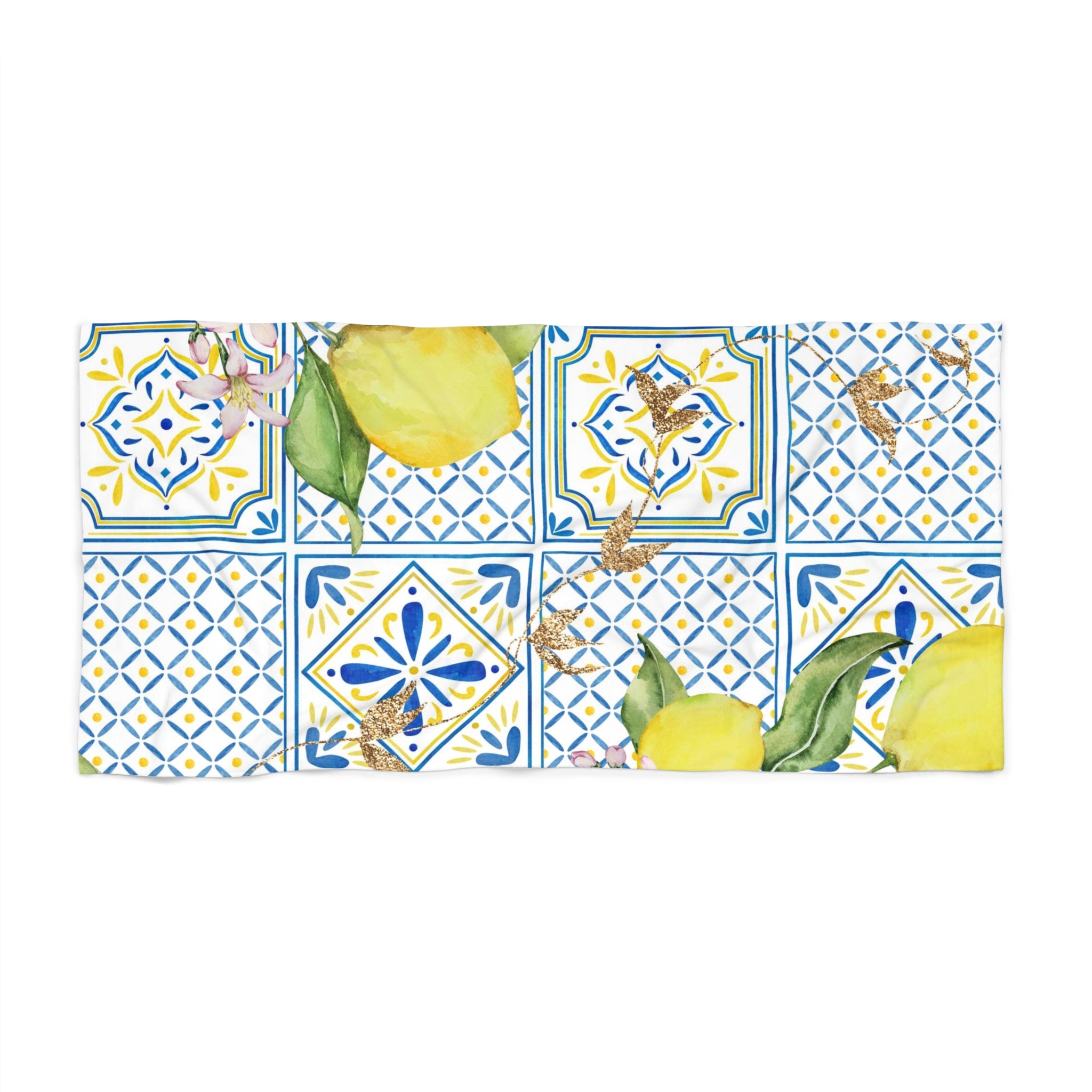 Bath Beach Towel | Boho Floral, Amalfi Lemon, Blue Yellow Tiles