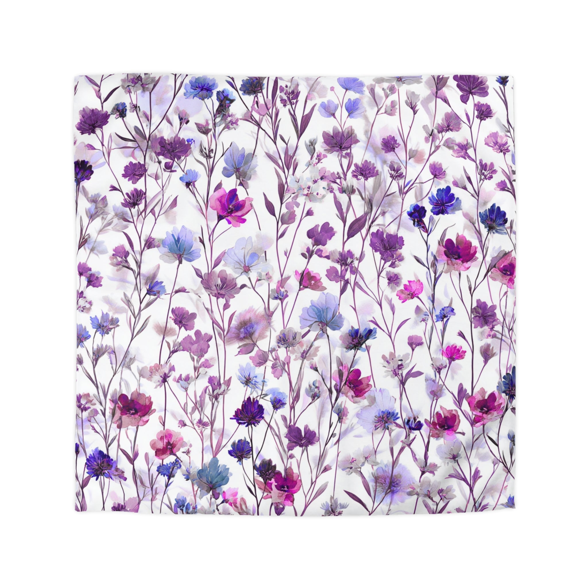 Floral Modern Duvet, Pillow Cover | White Lavender Bedroom Decor