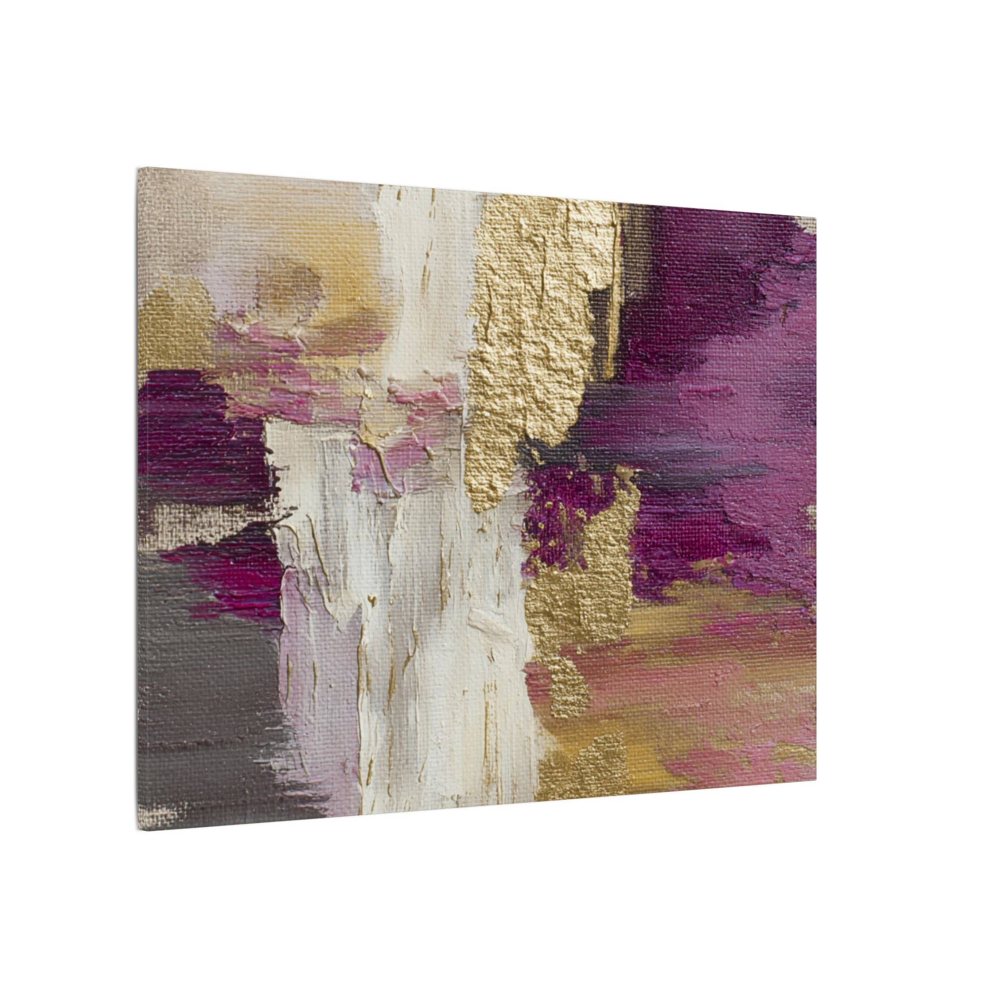Purple & Muted Gold Abstract Canvas Wall Art – Modern Luxe Minimalist Painting Print