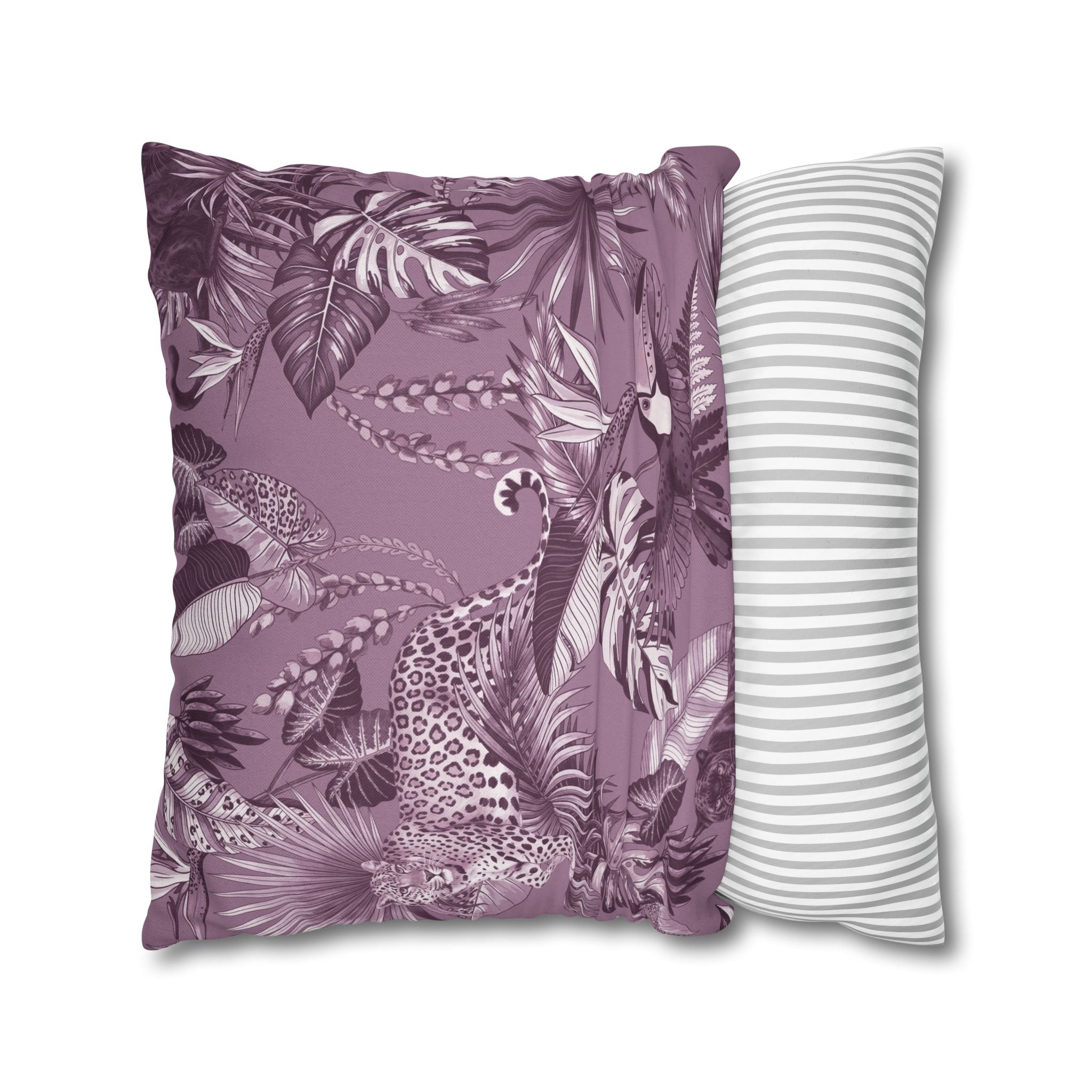 Jungel Throw Pillow Cover, Plum Coastal Nature Decor Cushion