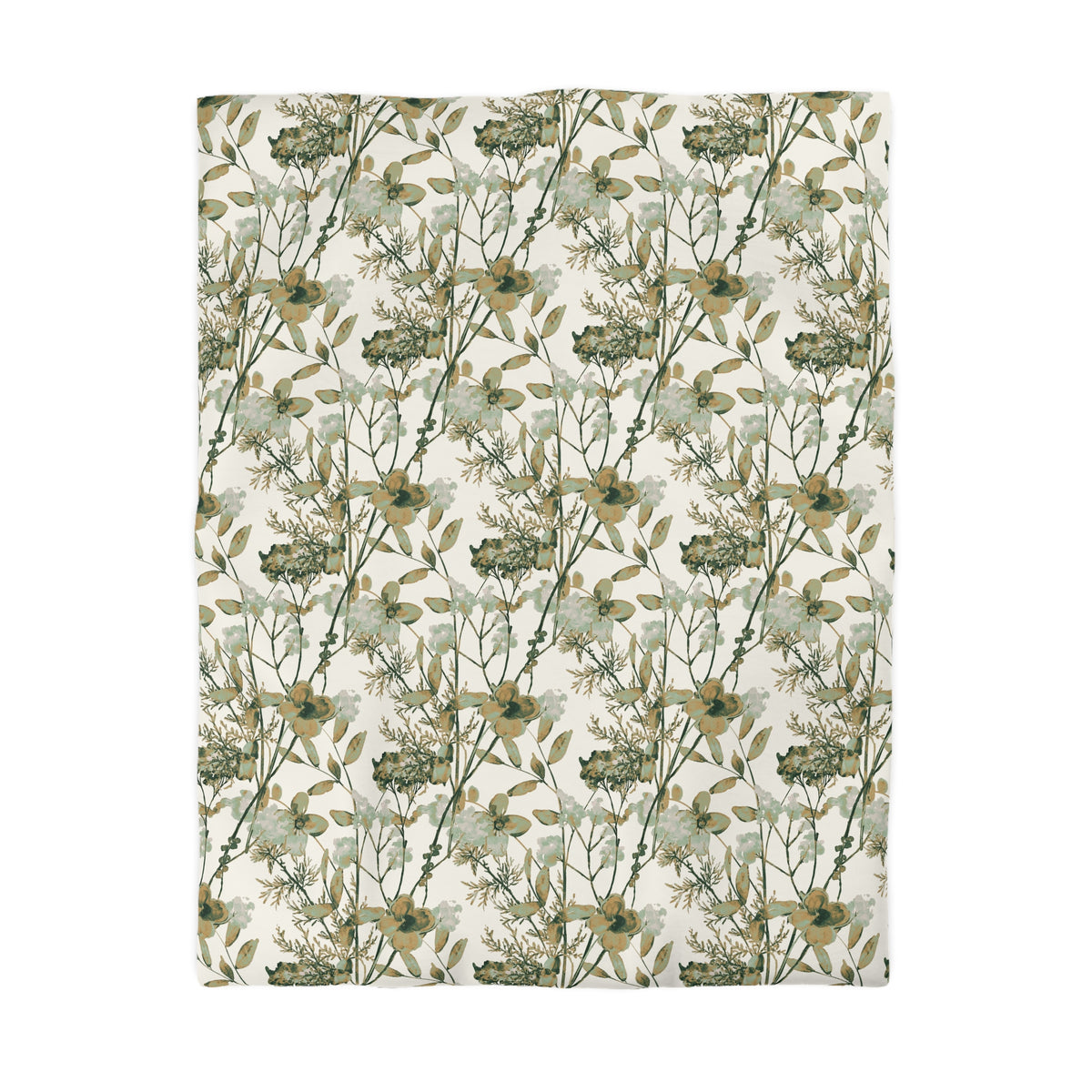 a repeating pattern of green and white flowers and leaves on a white background.