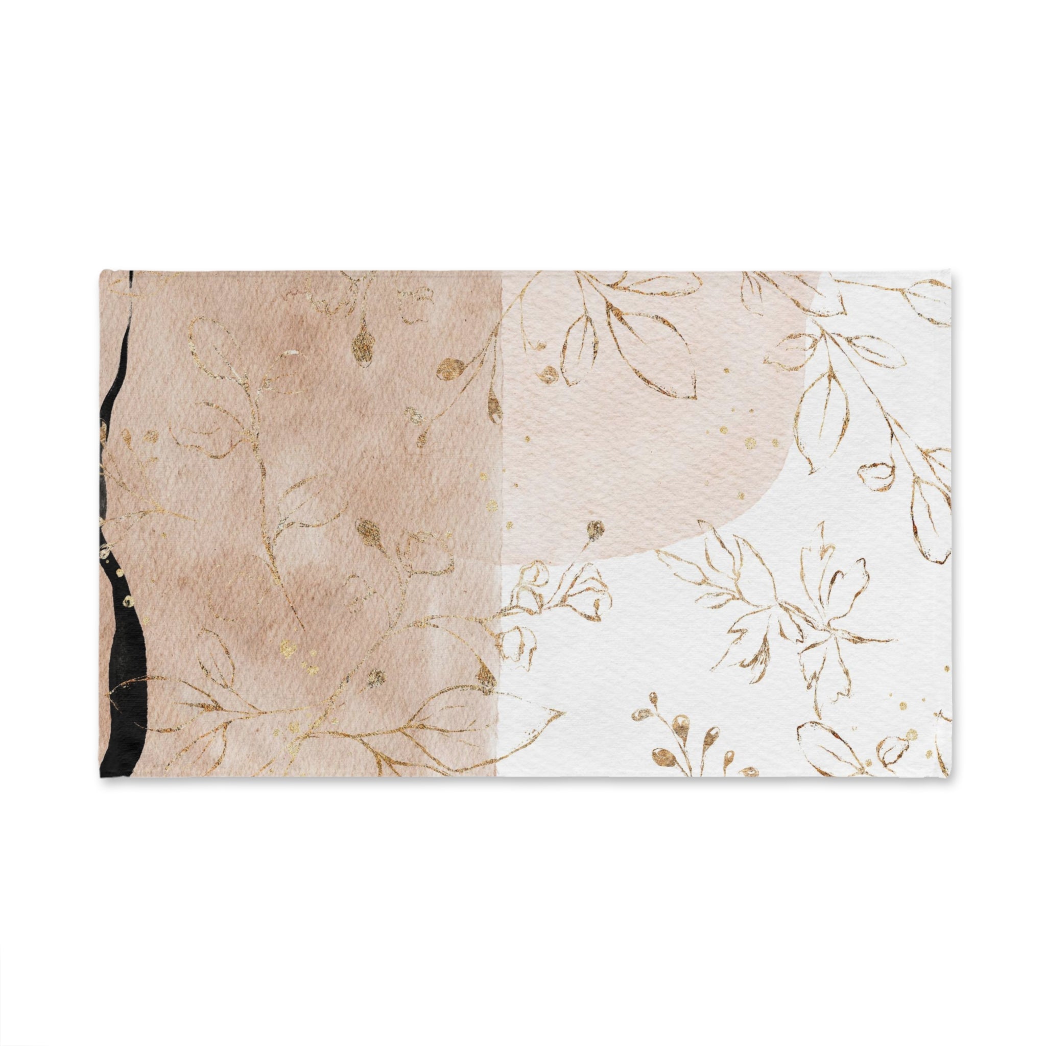 Abstract Kitchen, Bath Hand Towel | Beige White Gold Floral Ombre