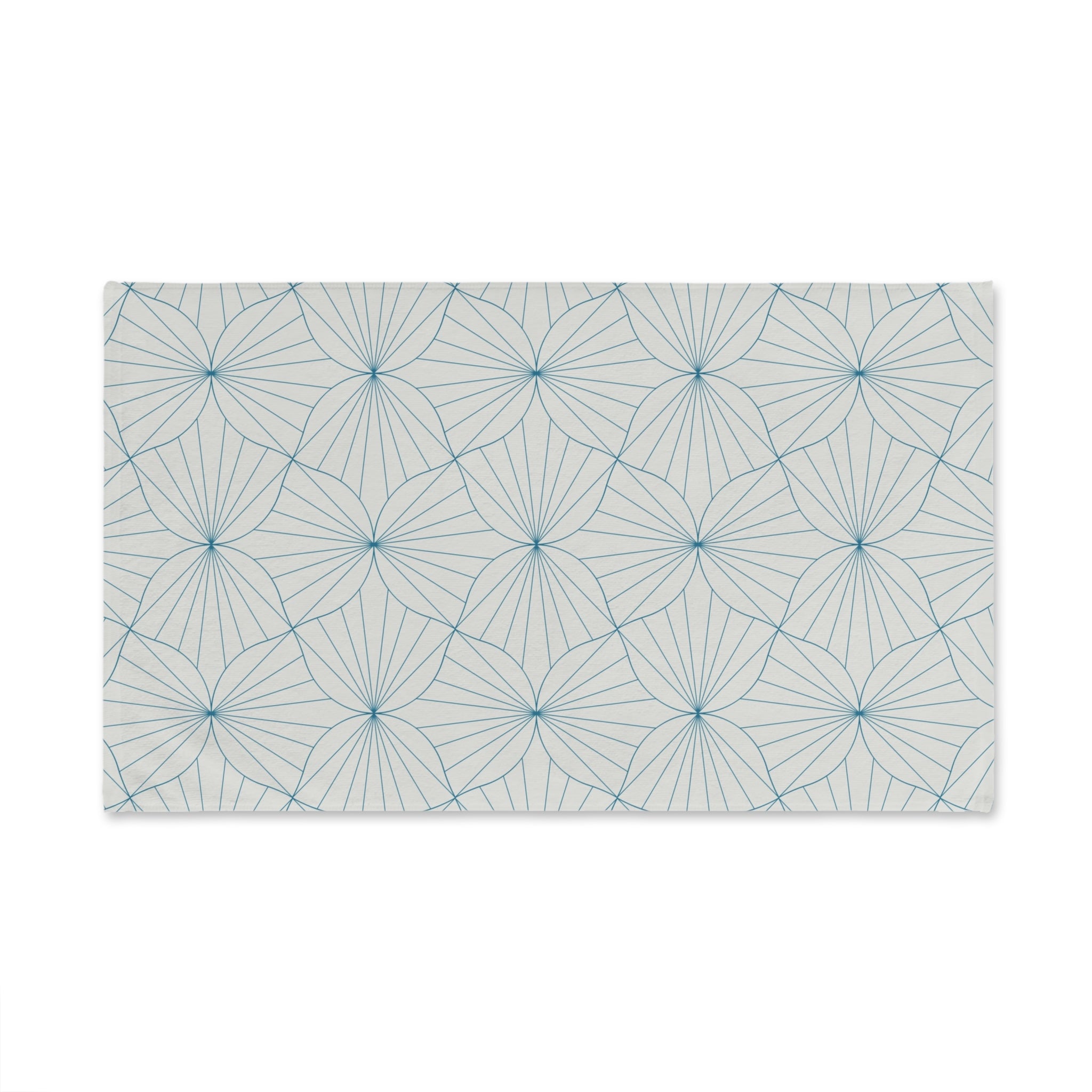 Boho Kitchen, Bath Hand Towel | Art Deco Geometric Blue Grey