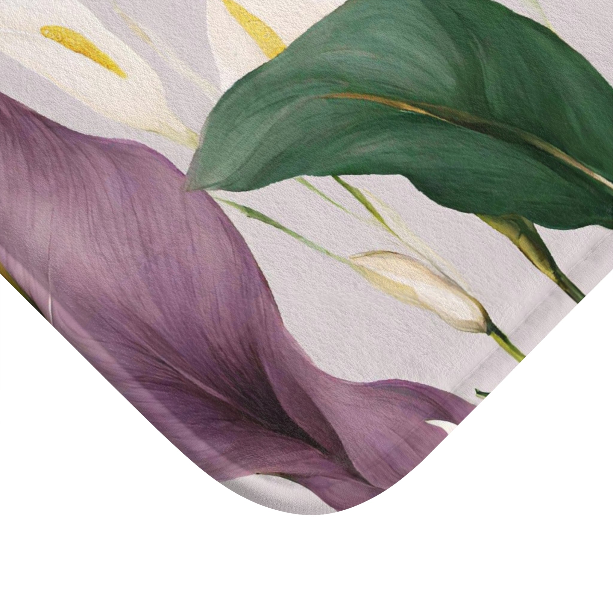 Calla Lilies Bath Mat, Kitchen Mat | Purple Pink Green