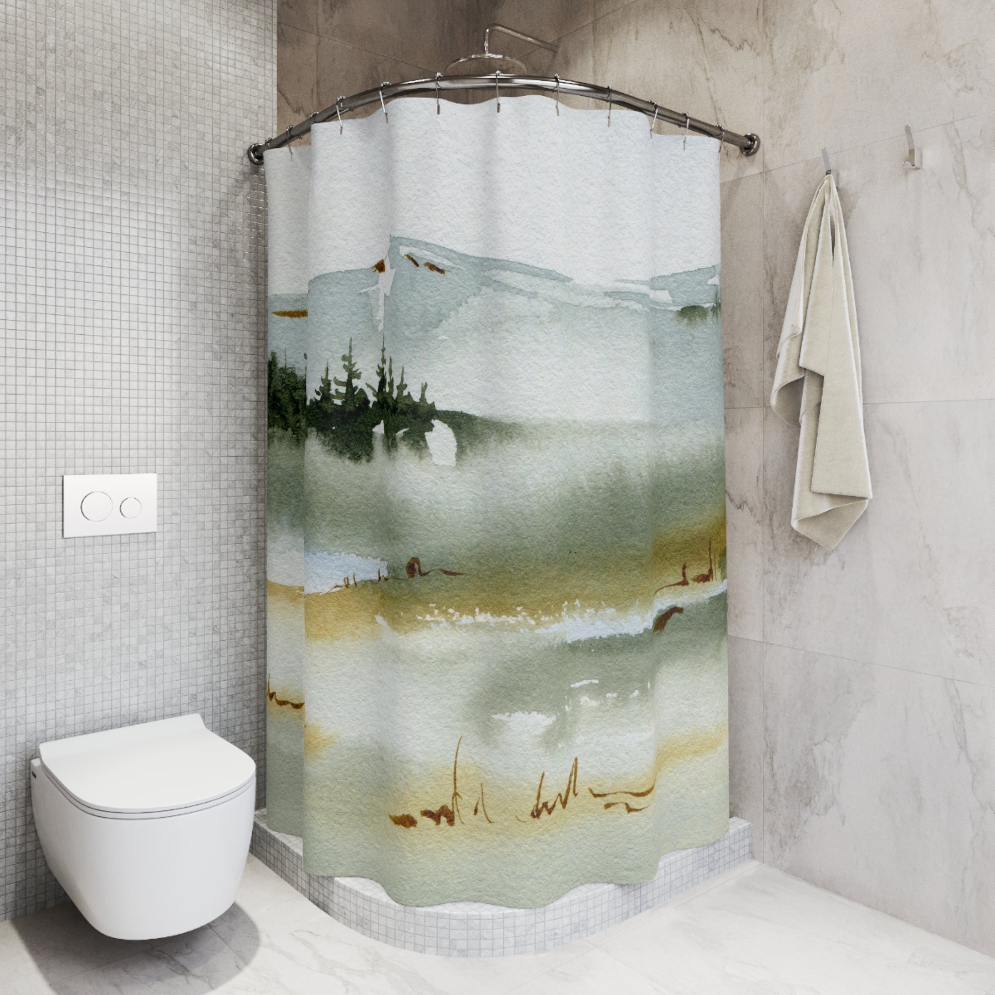 Nature Shower Curtain | Landscape Watercolor