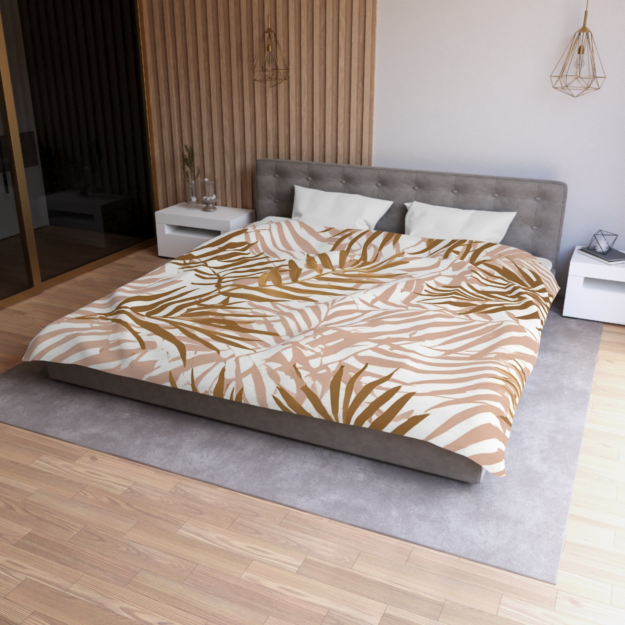 Floral Cotton Duvet, Pillow Cover | Nature Blush Leaves Bedroom Decor