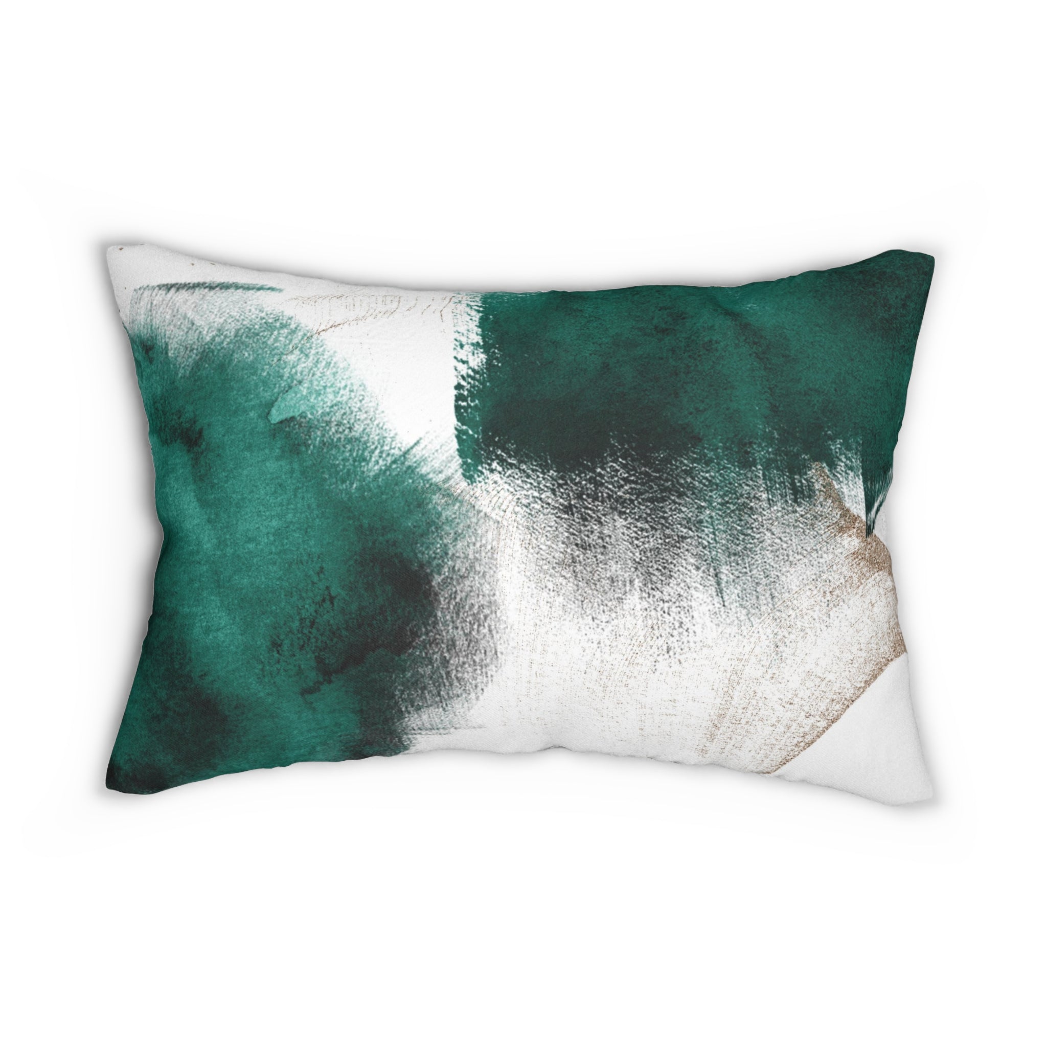 Abstract Lumbar Pillow | Emerald Green White Paint