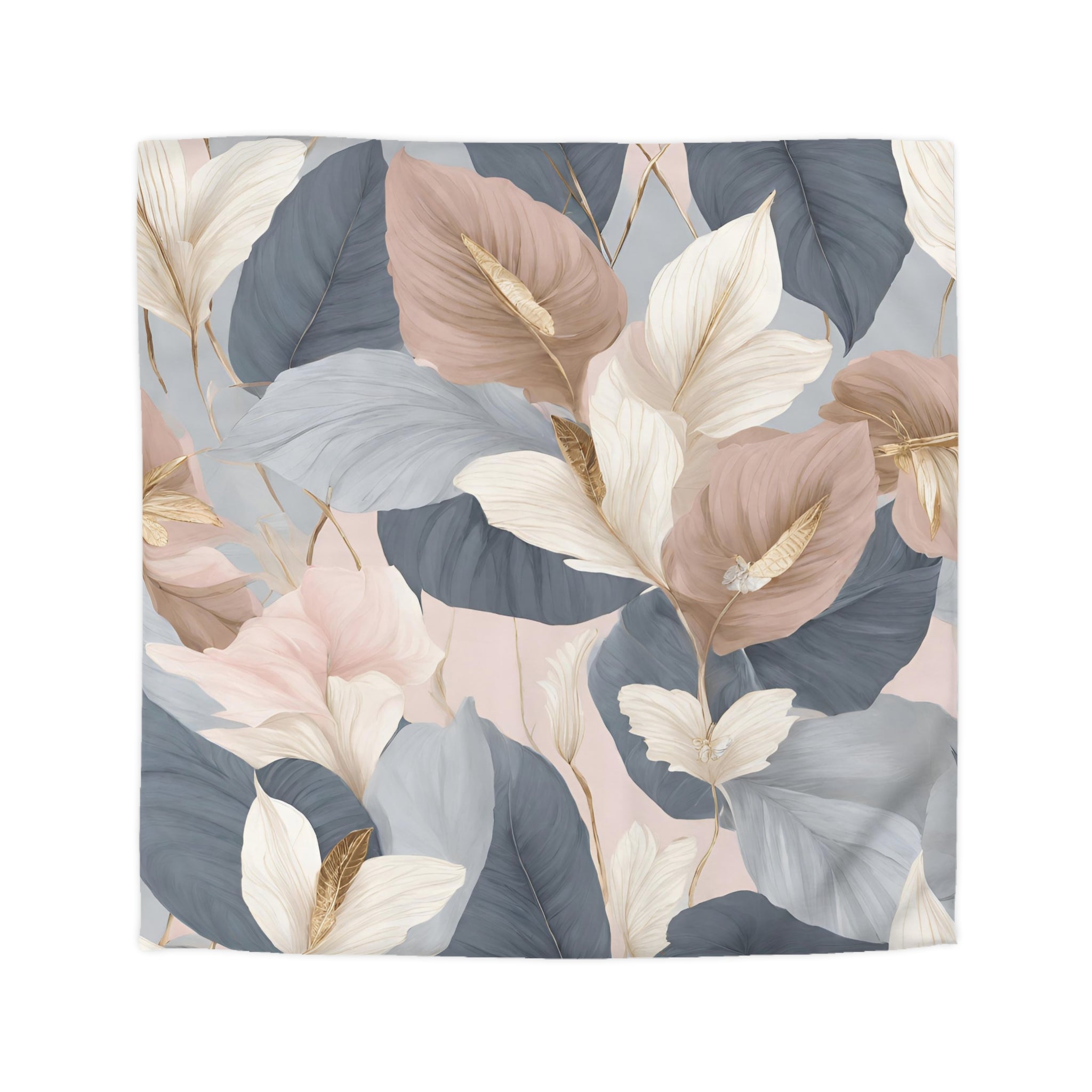 Abstract Floral Bedding Set | Blue Blush Leaves