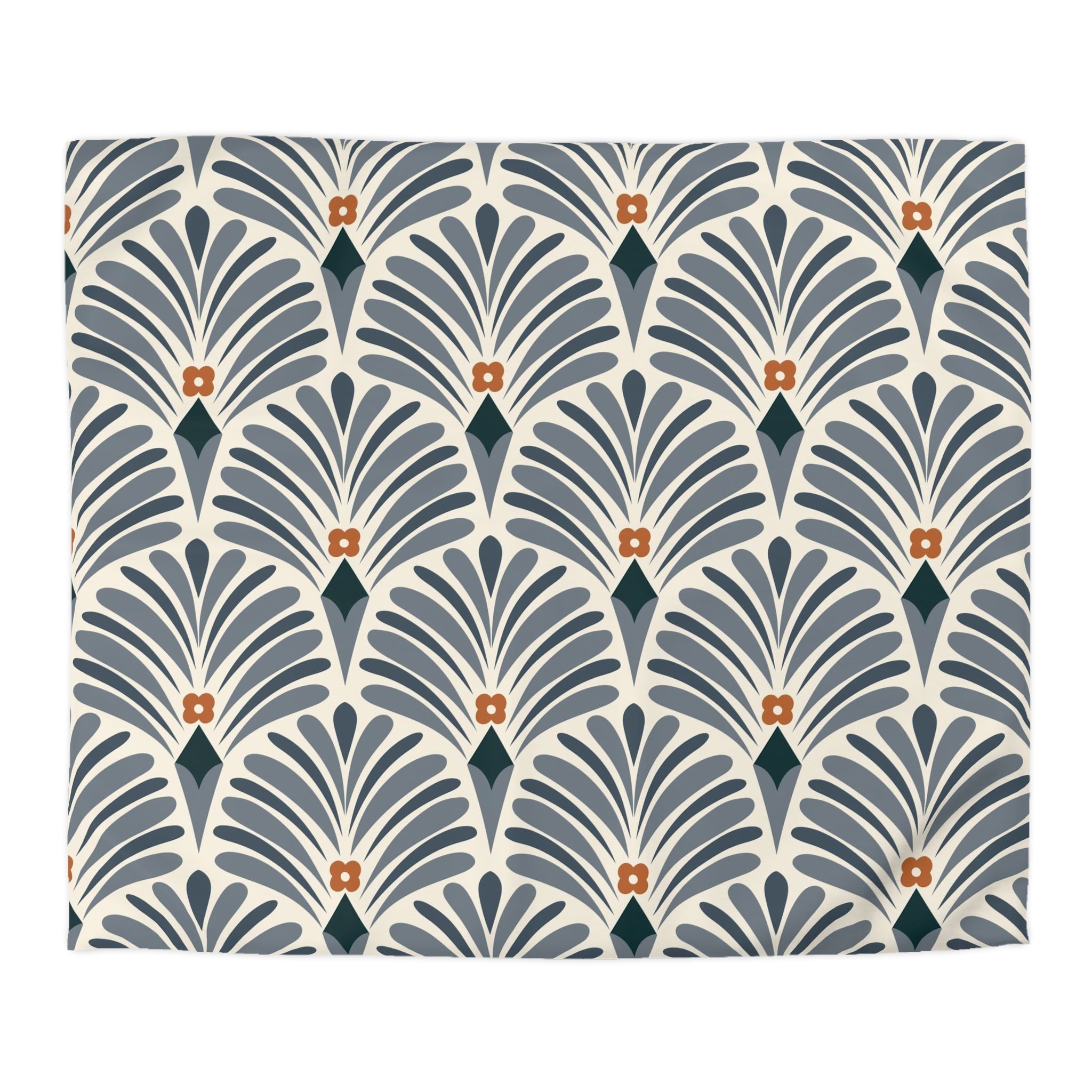 Retro, Art Deco Duvet Cover | Navy Blue, Art Nouveau