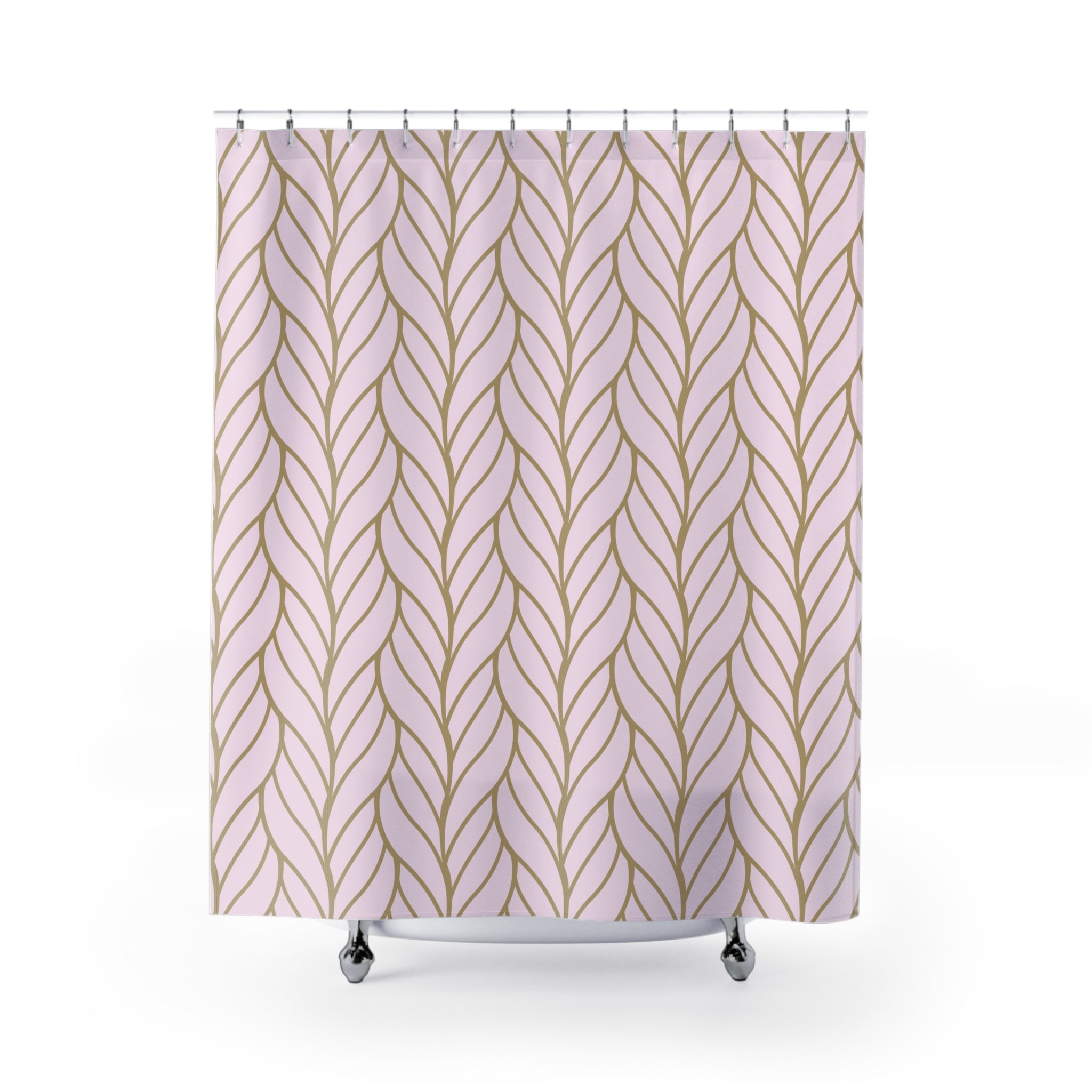 Pink Shower Curtain | Blush, Beige Braid Bathroom