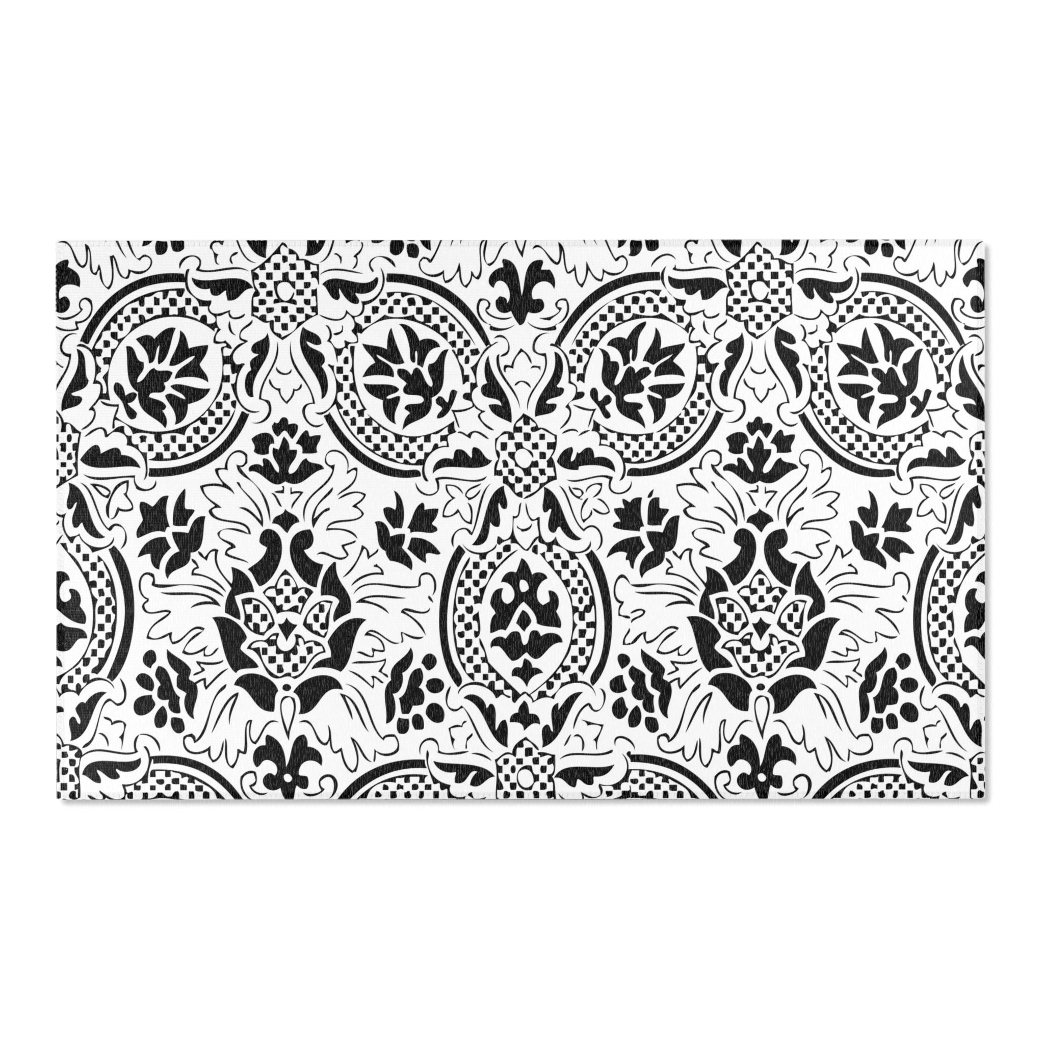 Moroccan Area Rug | Black White, Art Deco, Nouveau