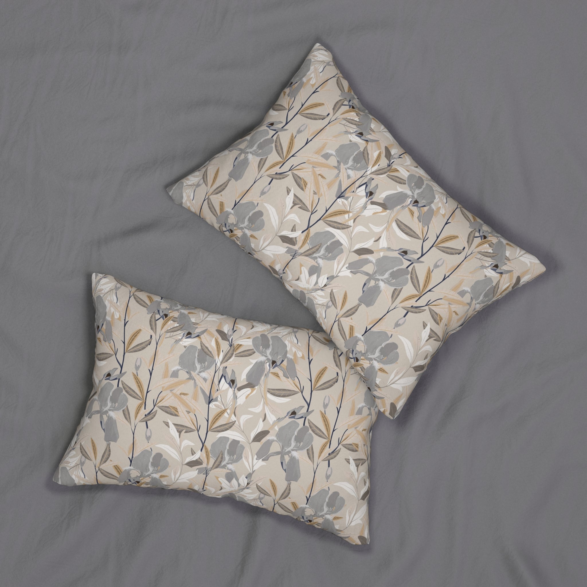 Floral Lumbar Pillow | Neutral Beige Grey Botanical